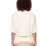 Pullover girocollo con maniche a 3/4 in avorio 
