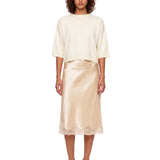 Pullover girocollo con maniche a 3/4 in avorio 
