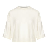 Pullover girocollo con maniche a 3/4 in avorio 