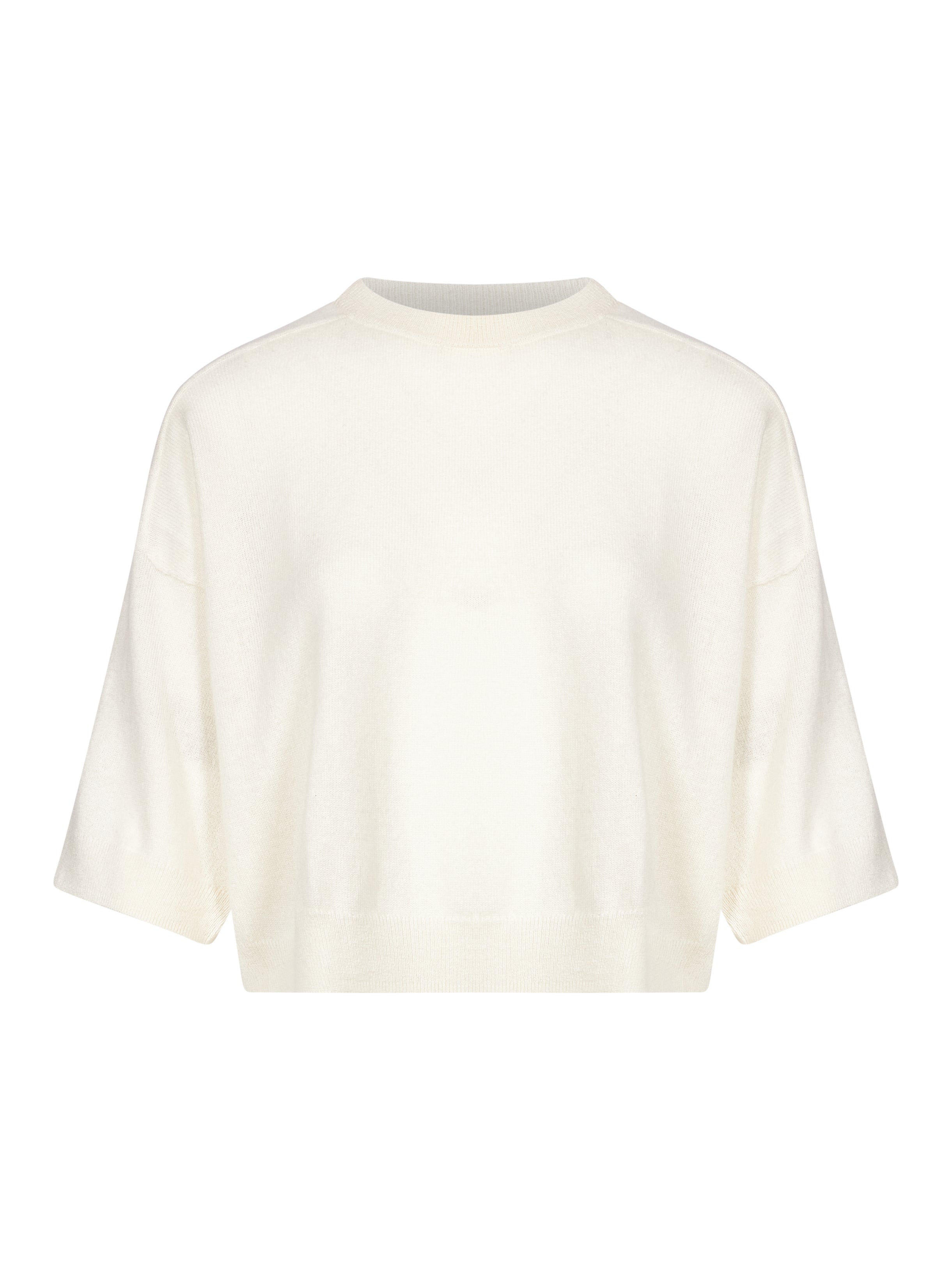 Pullover girocollo con maniche a 3/4 in avorio 