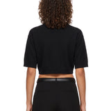Pullover girocollo con maniche a 3/4 in nero 