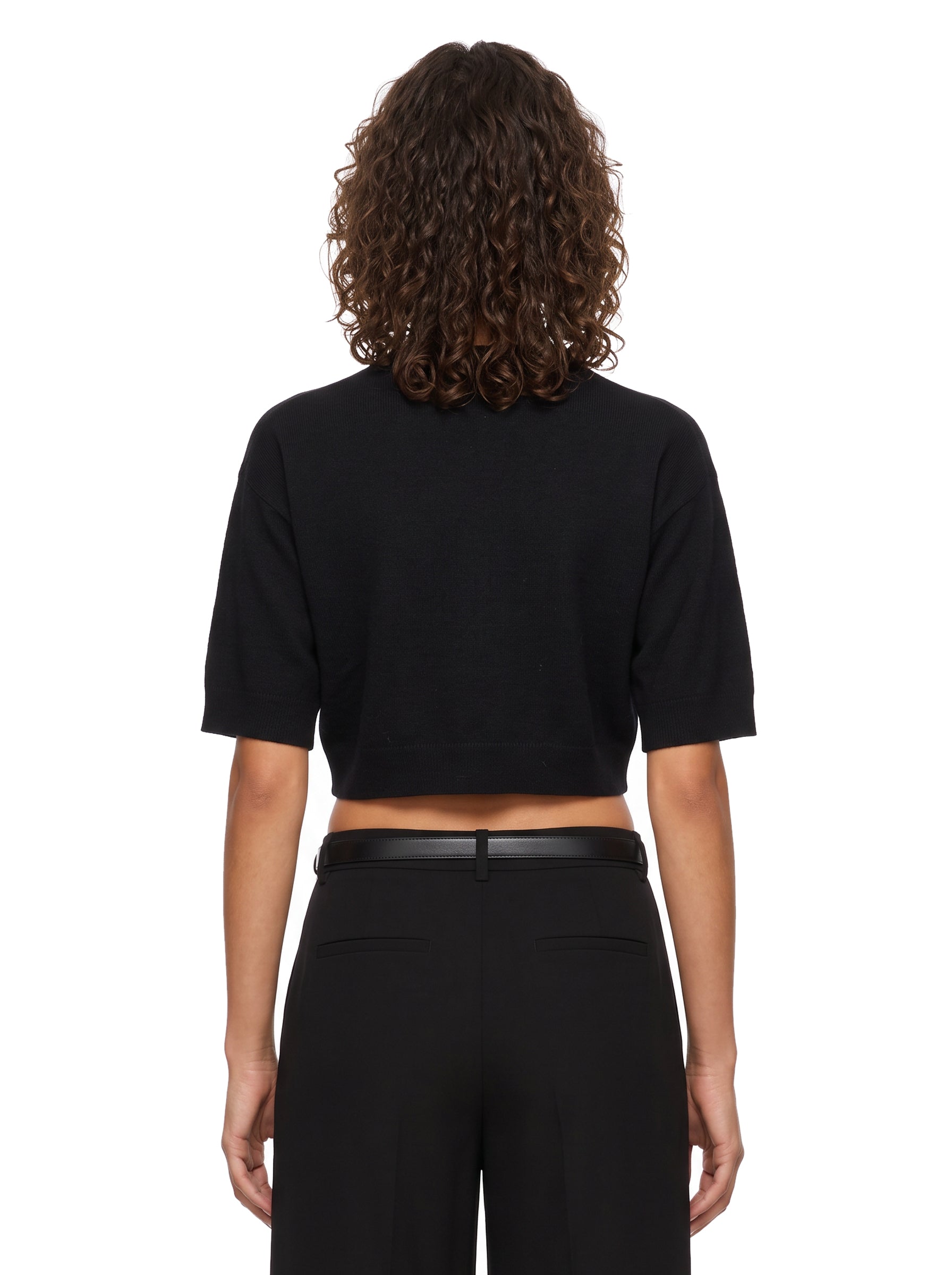 Pullover girocollo con maniche a 3/4 in nero 
