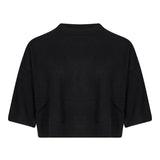 Pullover girocollo con maniche a 3/4 in nero 
