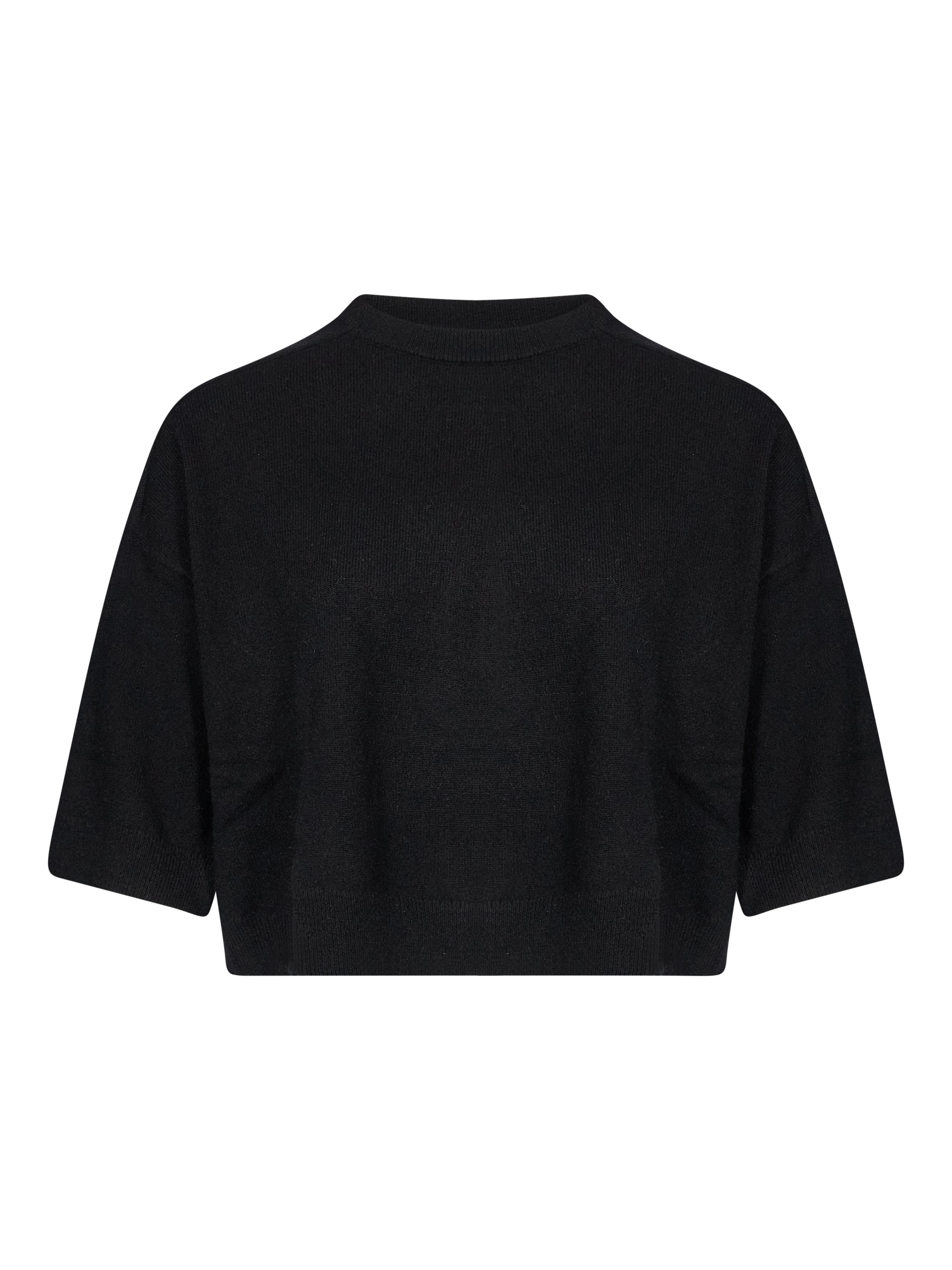 Pullover girocollo con maniche a 3/4 in nero 