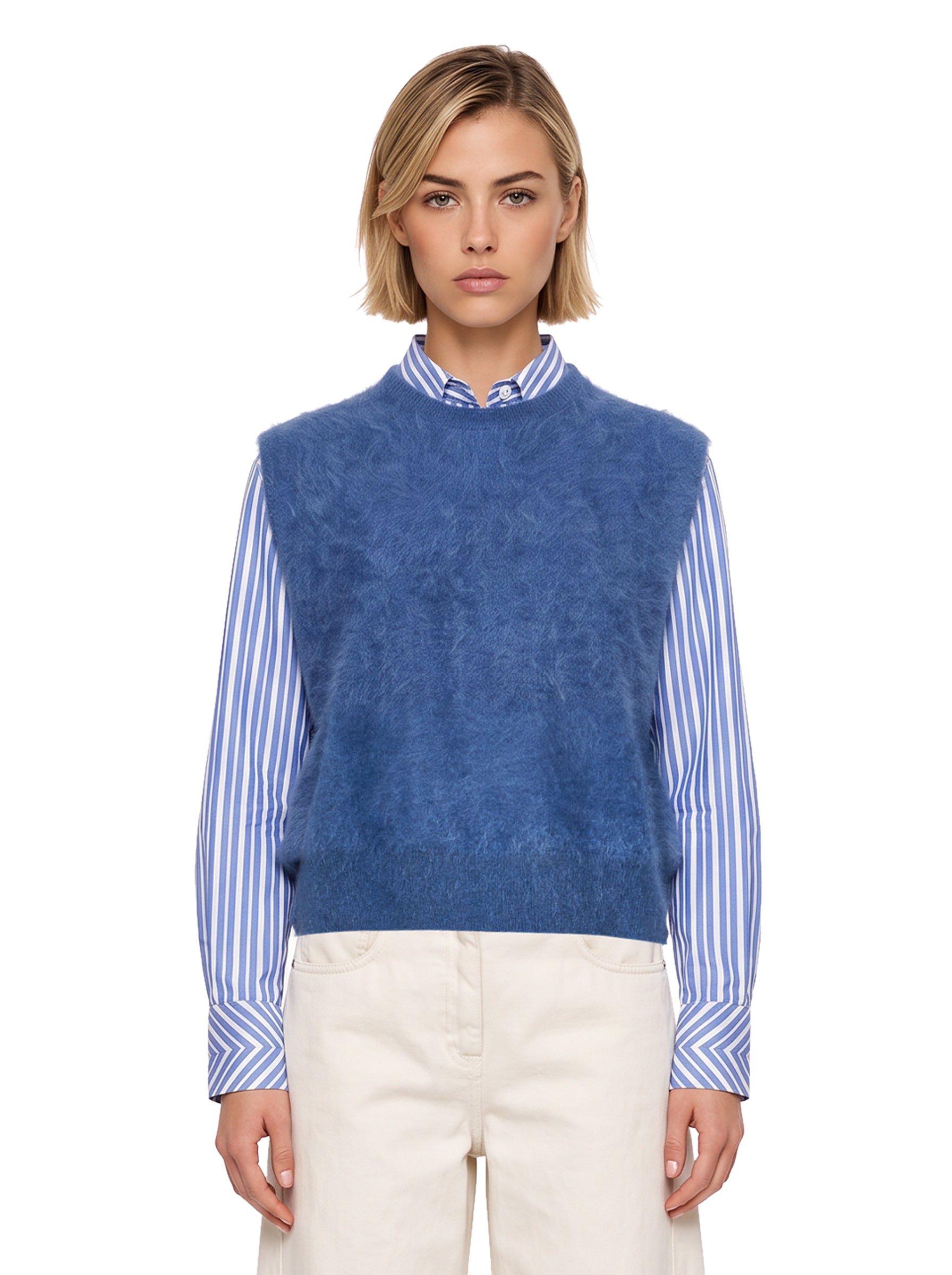 Maglia Belen smanicata in blu 