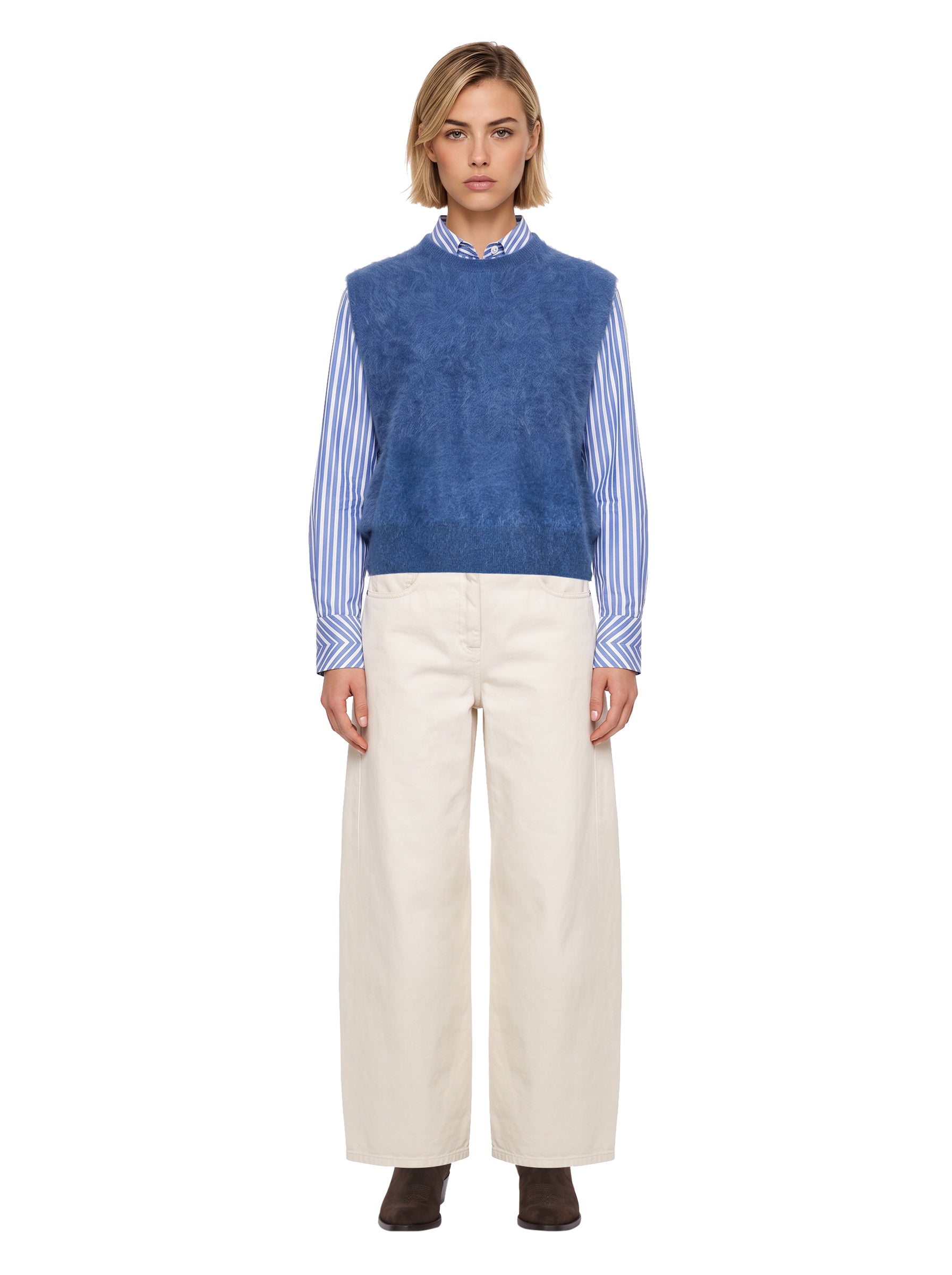 Maglia Belen smanicata in blu 