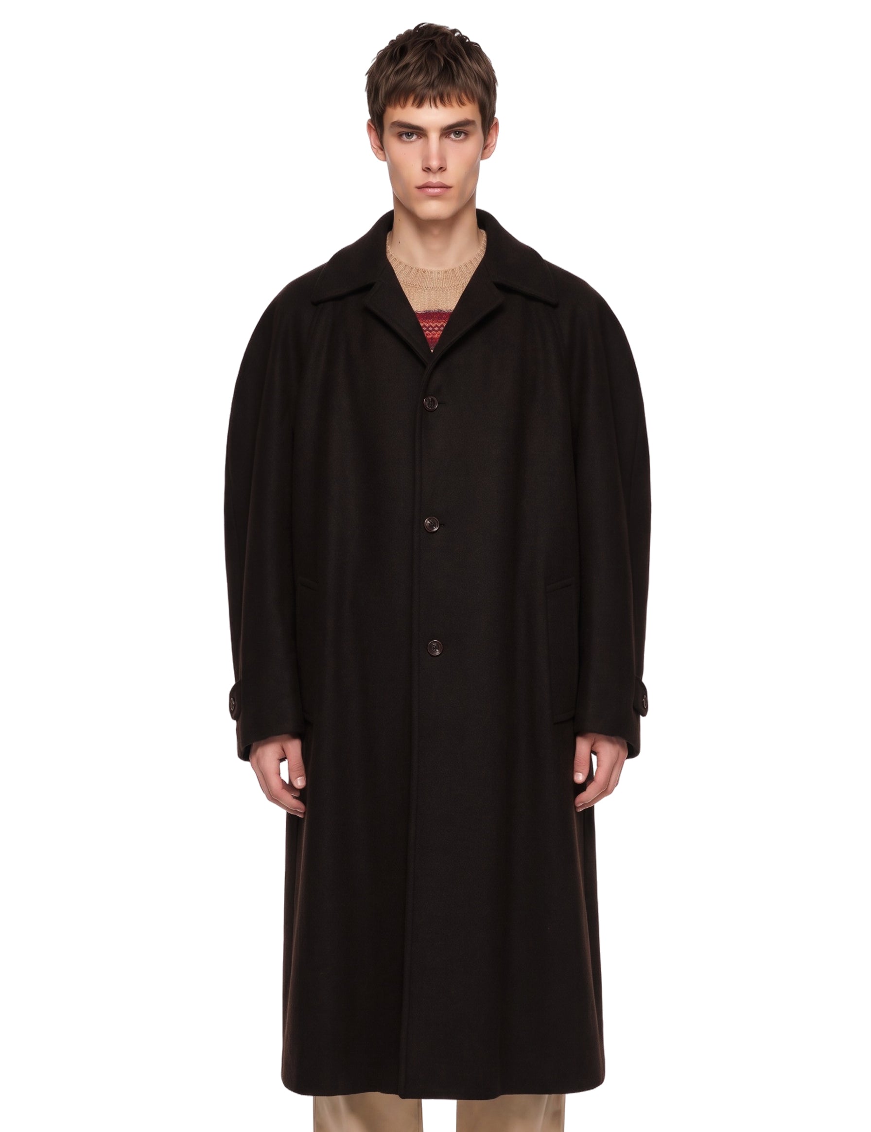 Cappotto monopetto oversize in marrone 