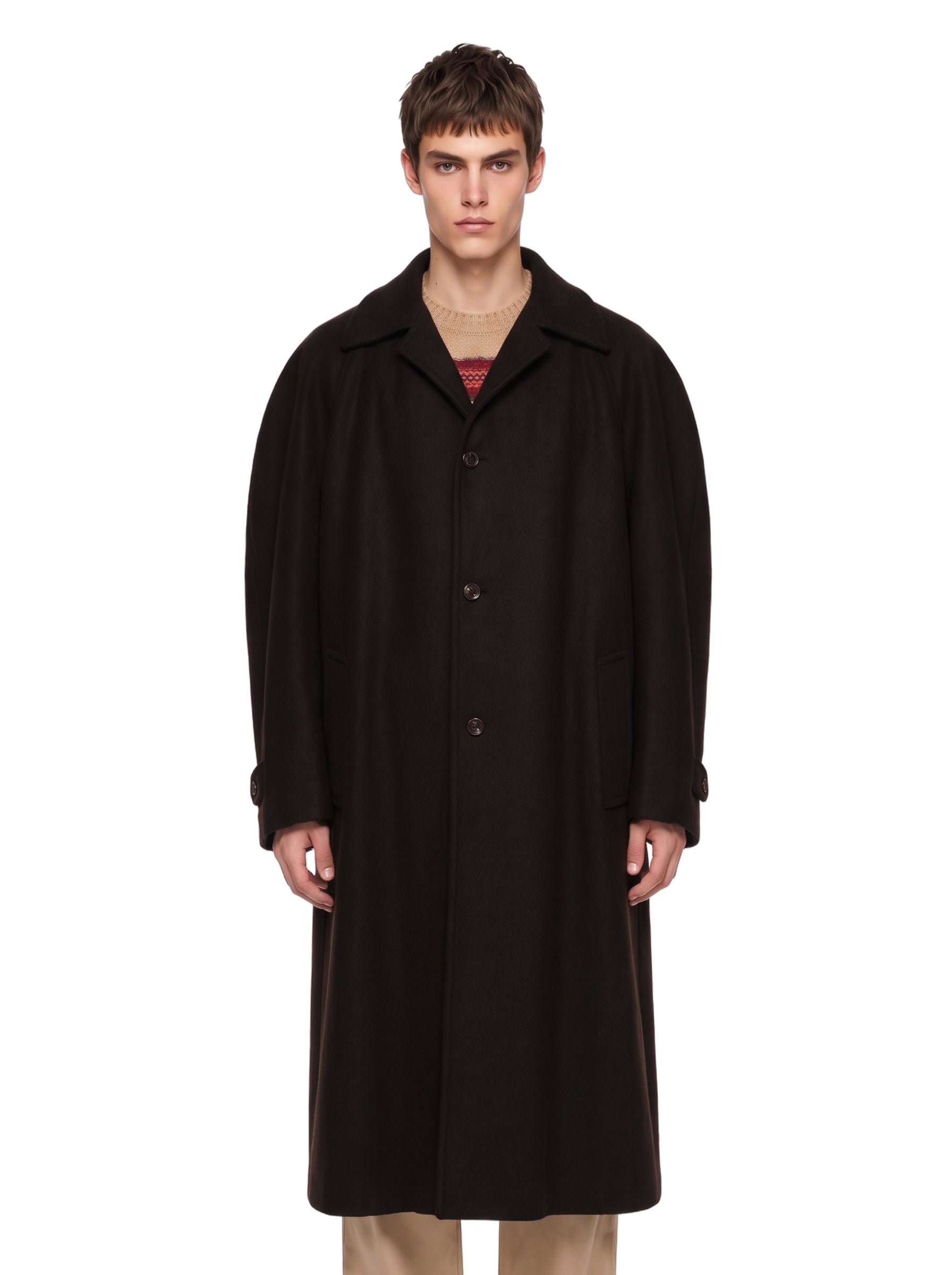 Cappotto monopetto oversize in marrone 