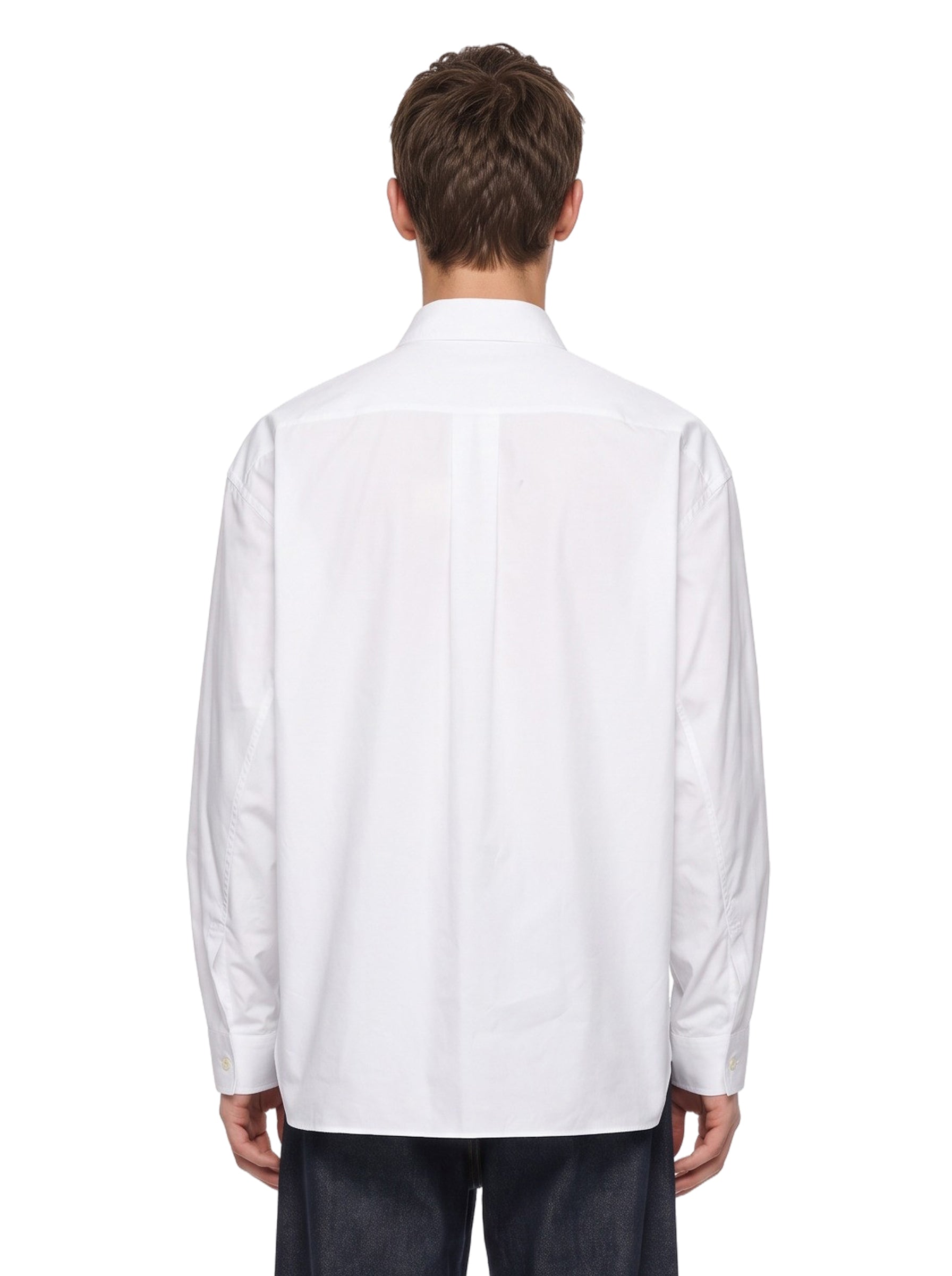 Camicia oversize collo alto in bianco 