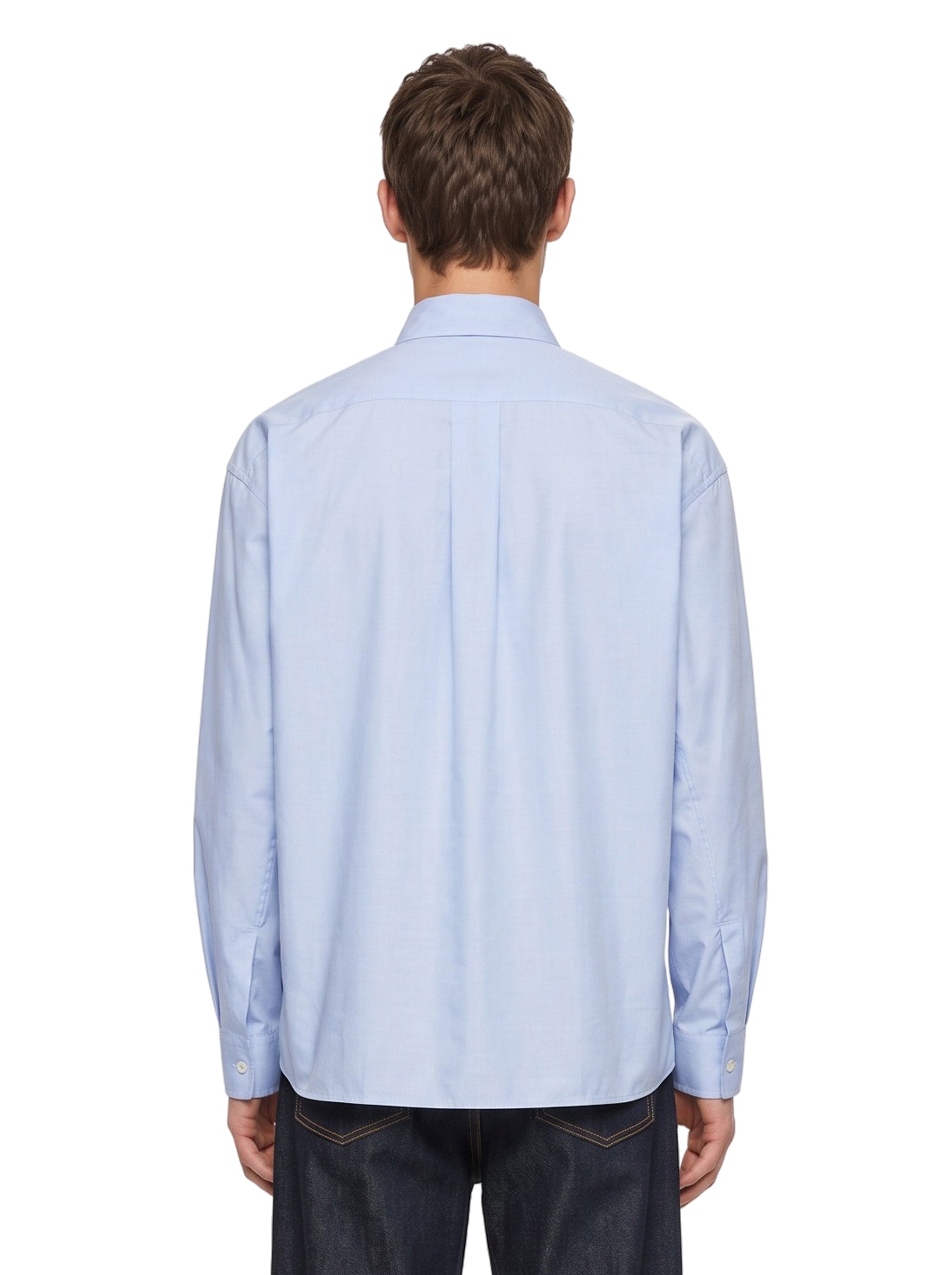 Camicia oversize collo alto in blu 