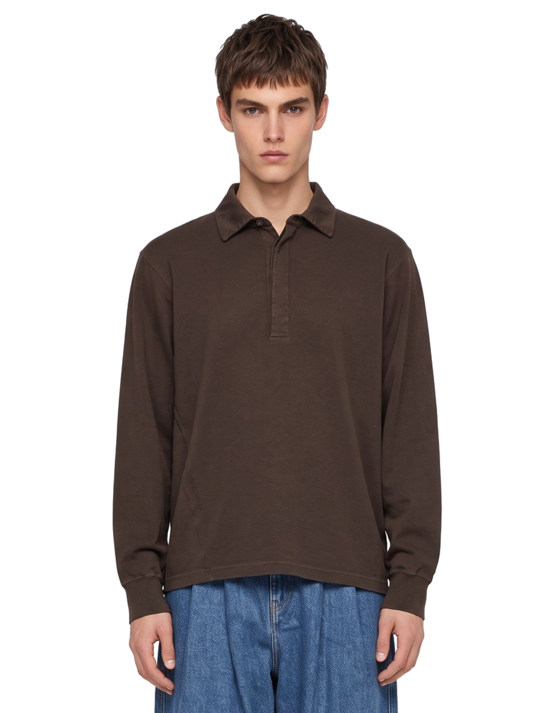 Polo con colletto classico in marrone 