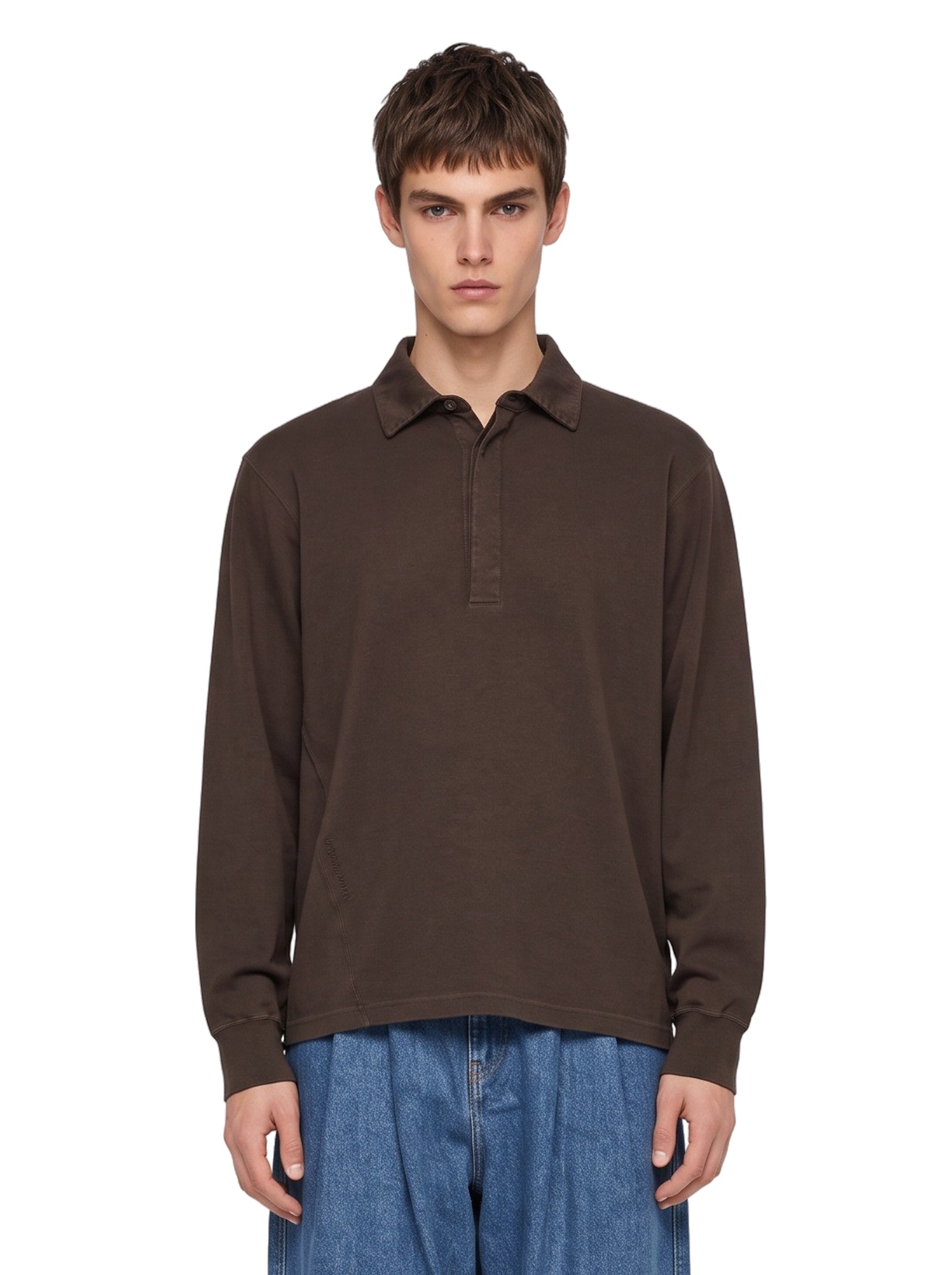Polo con colletto classico in marrone 