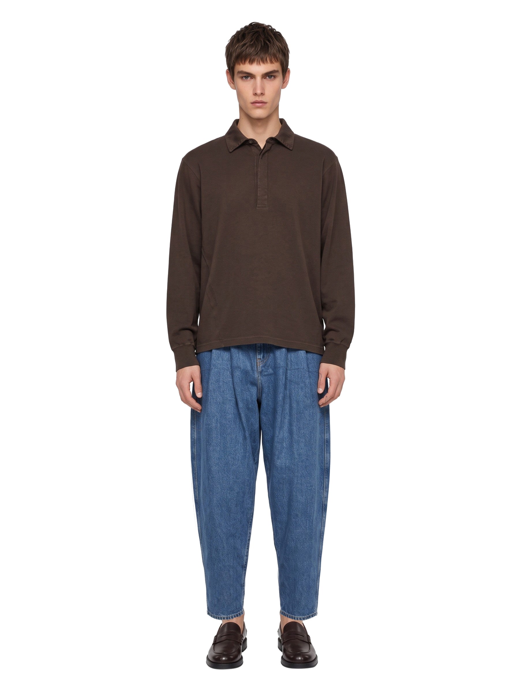 Polo con colletto classico in marrone 