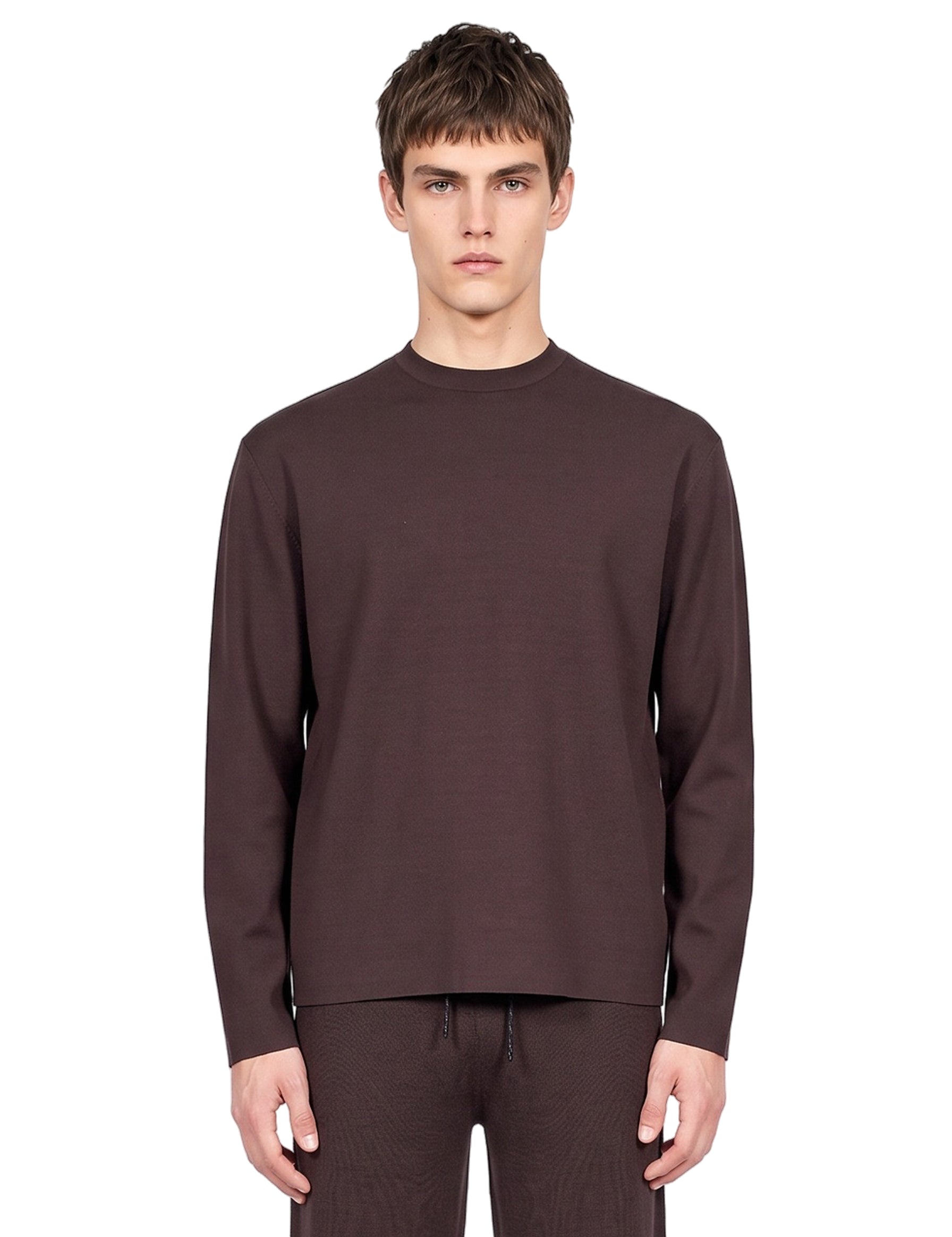 Maglia girocollo Fiumara in marrone 