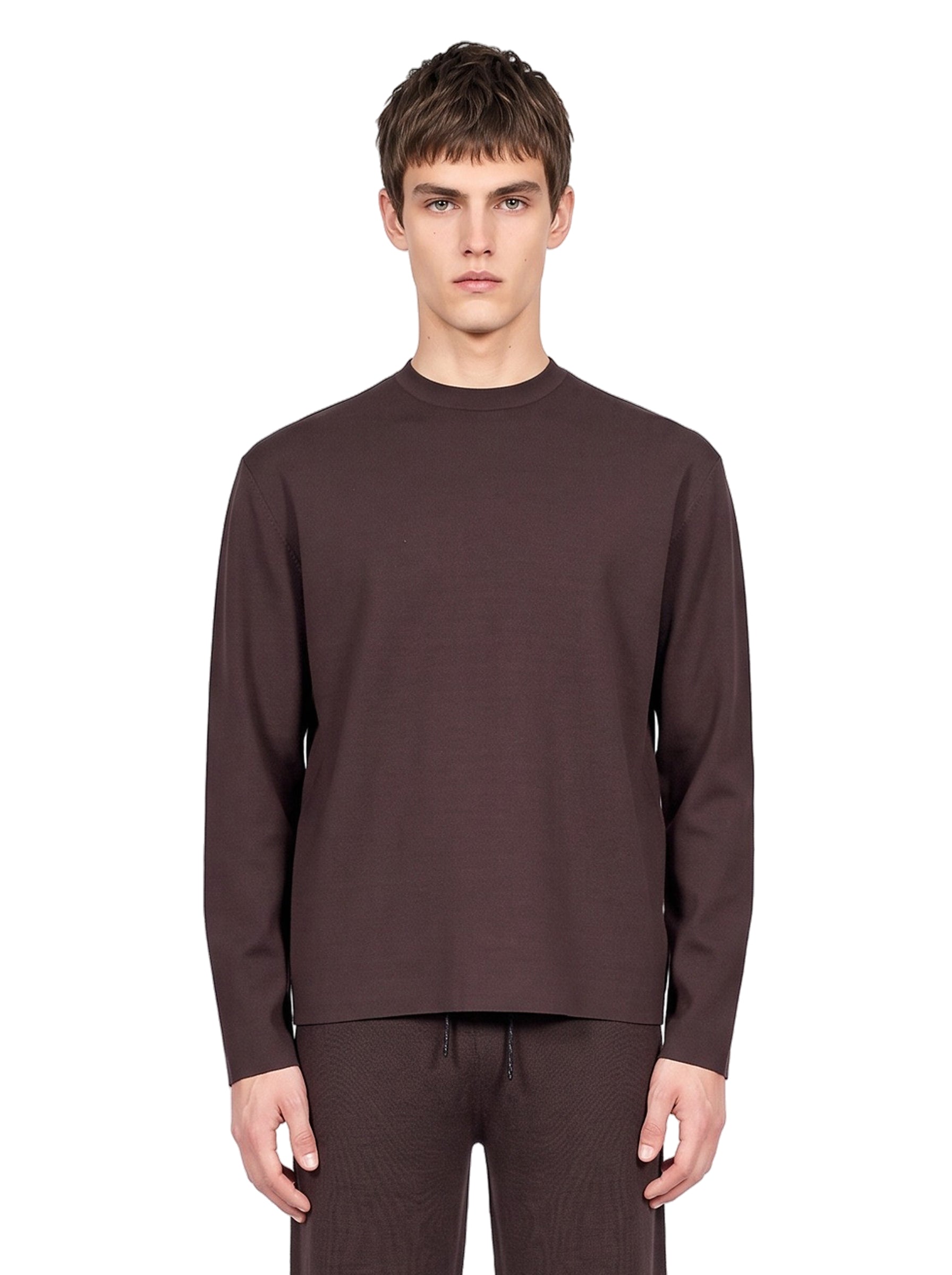 Maglia girocollo Fiumara in marrone 