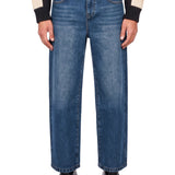 Jeans a gamba dritta con logo ricamato Crown in blu 