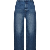Jeans a gamba dritta con logo ricamato Crown in blu 