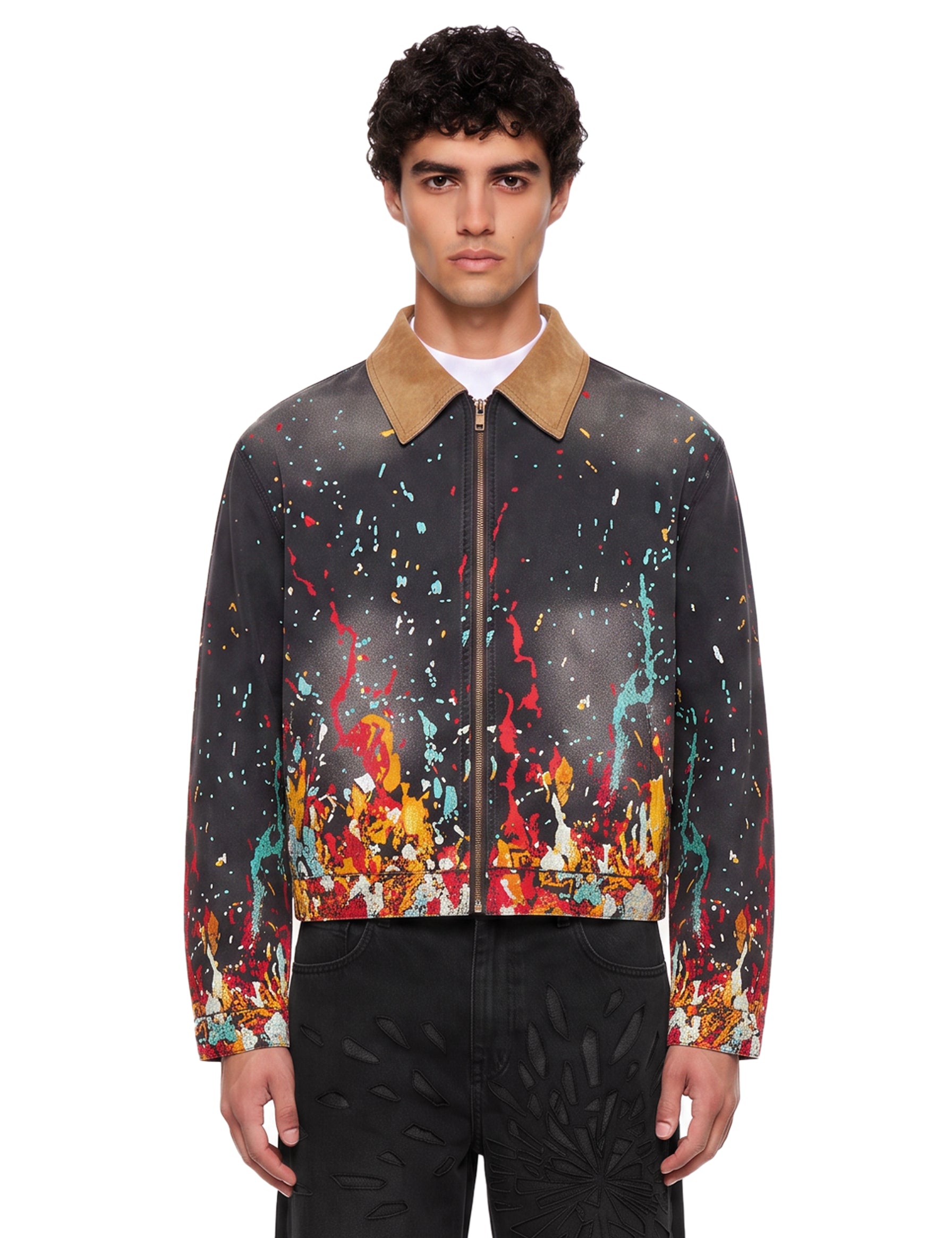 Giacca workwear con motivo paint splatter multicolore 