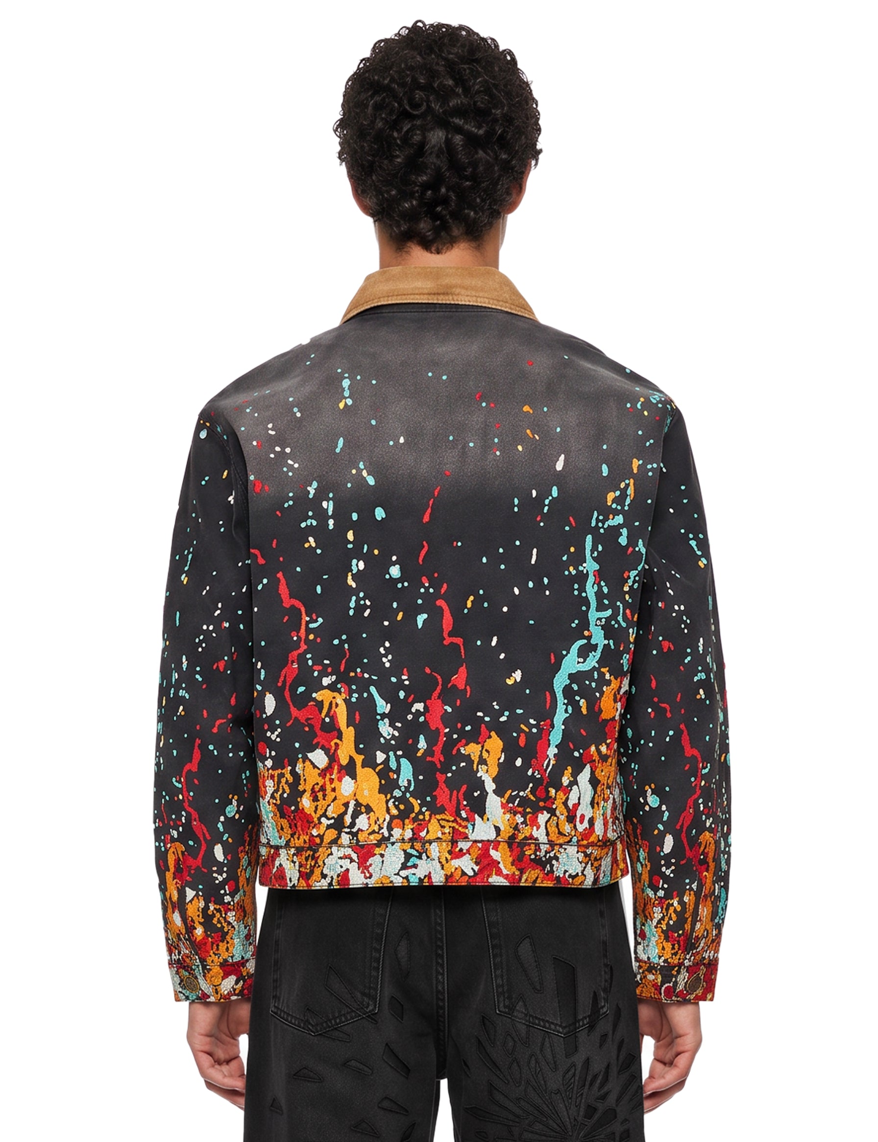 Giacca workwear con motivo paint splatter multicolore 