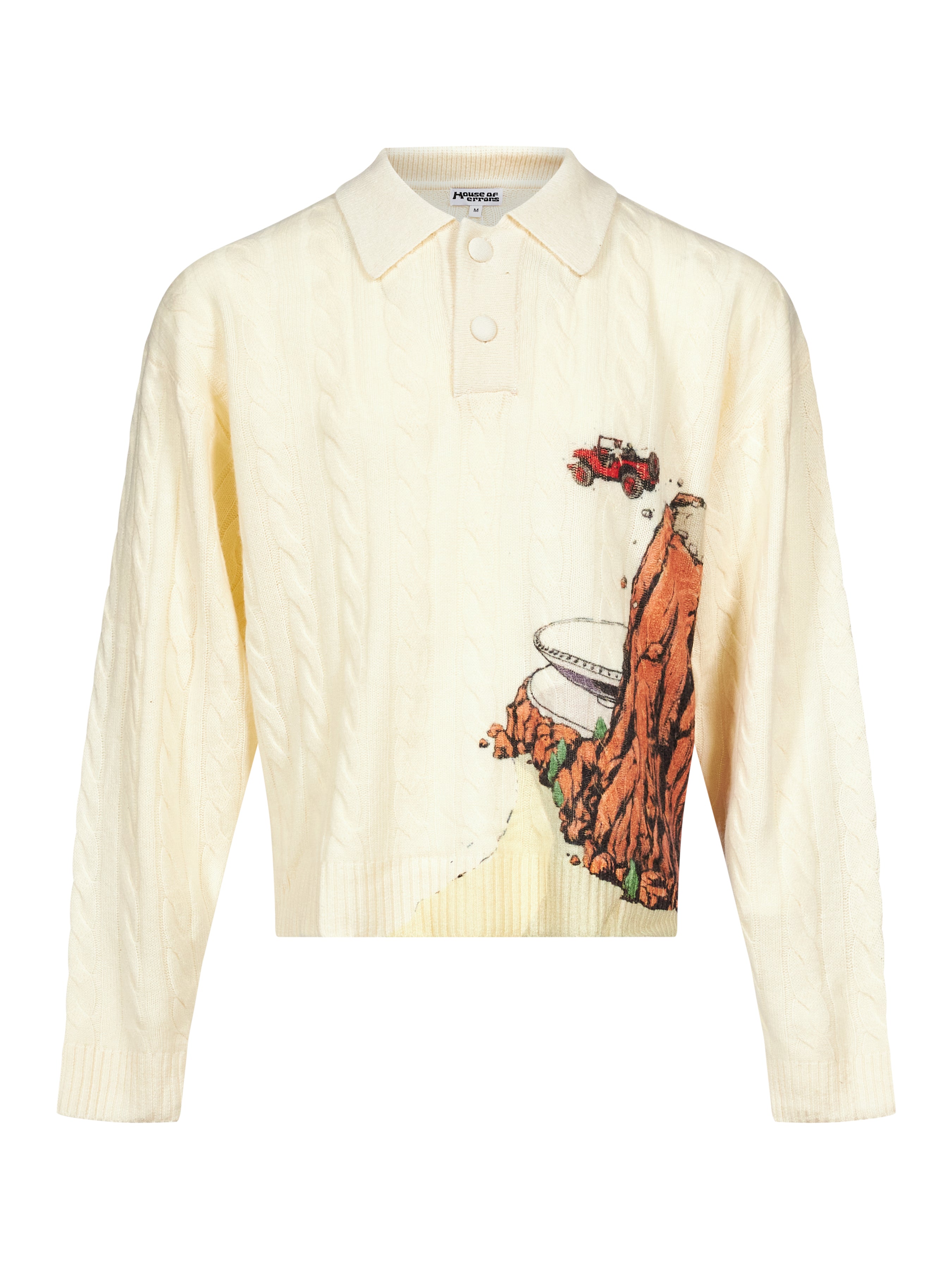 Maglione con maglia a trecce Cliff Crash in beige 