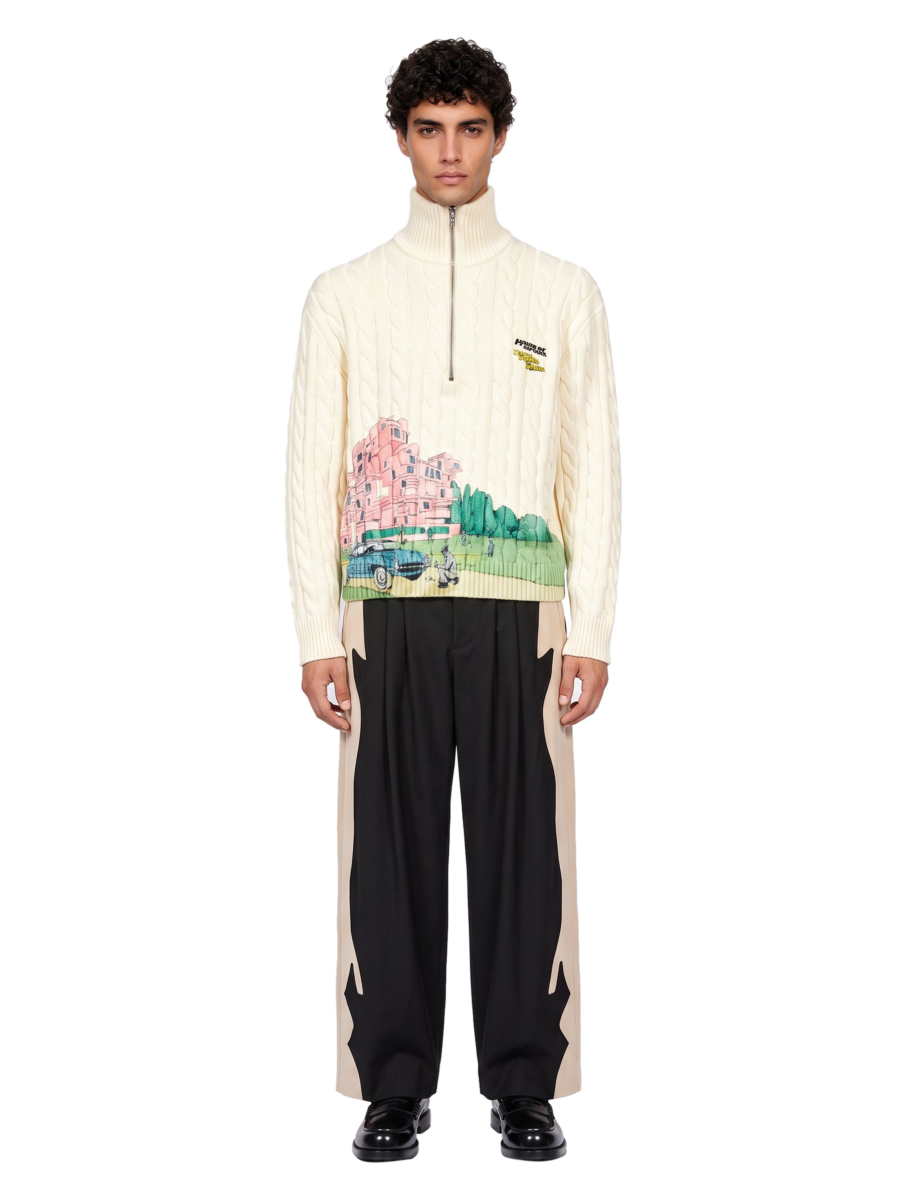 Maglione a collo alto Crime scene in beige 