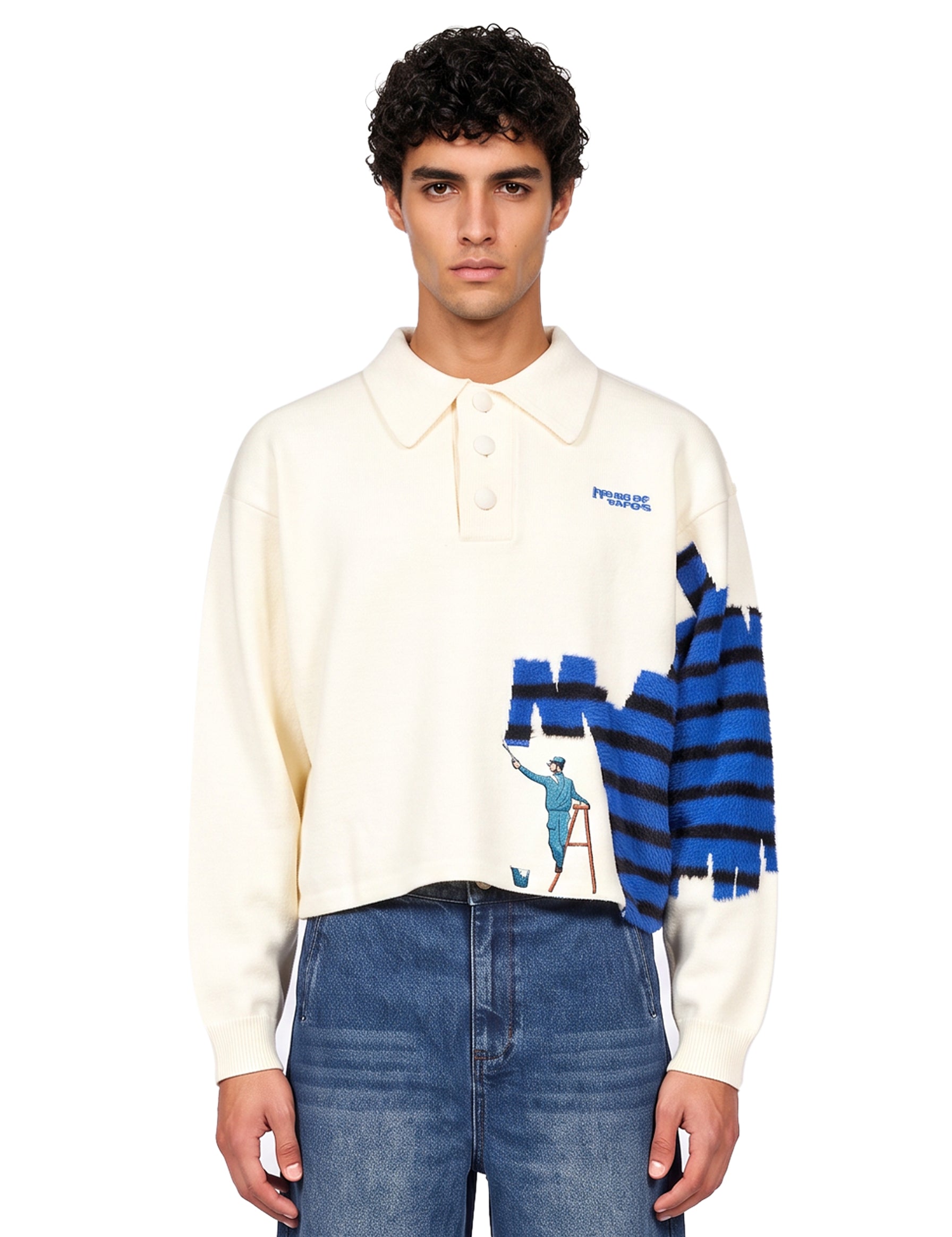 Maglione con ricamo Painter in bianco 