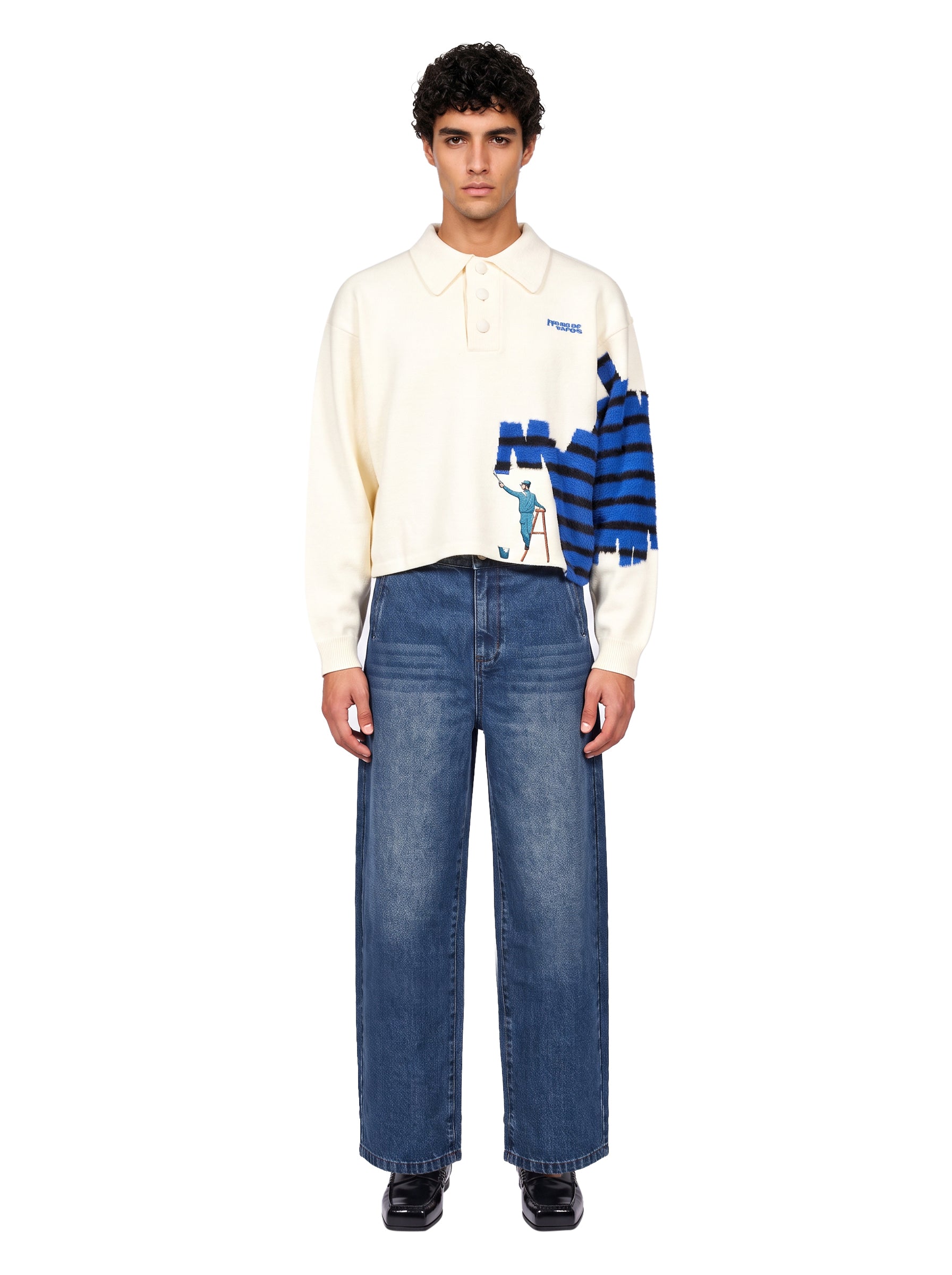 Maglione con ricamo Painter in bianco 