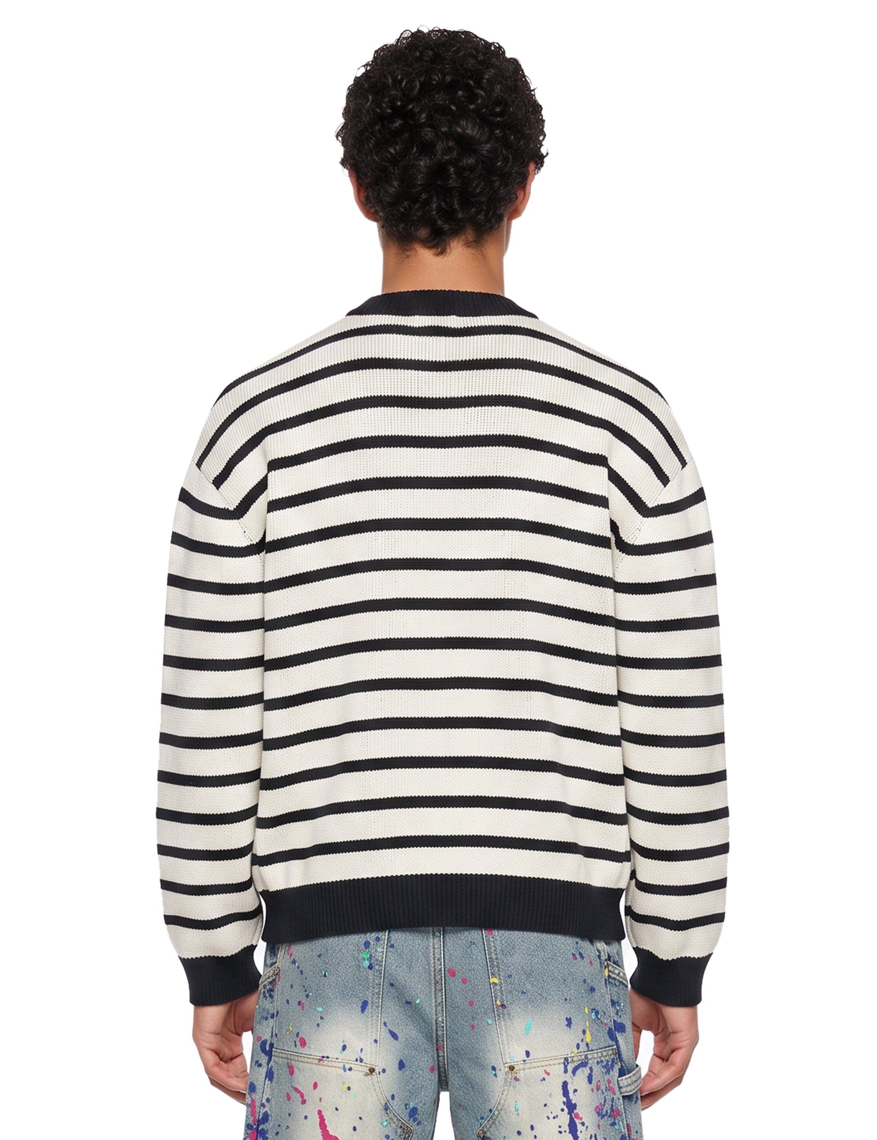 Maglione a righe Rains in bianco e nero 