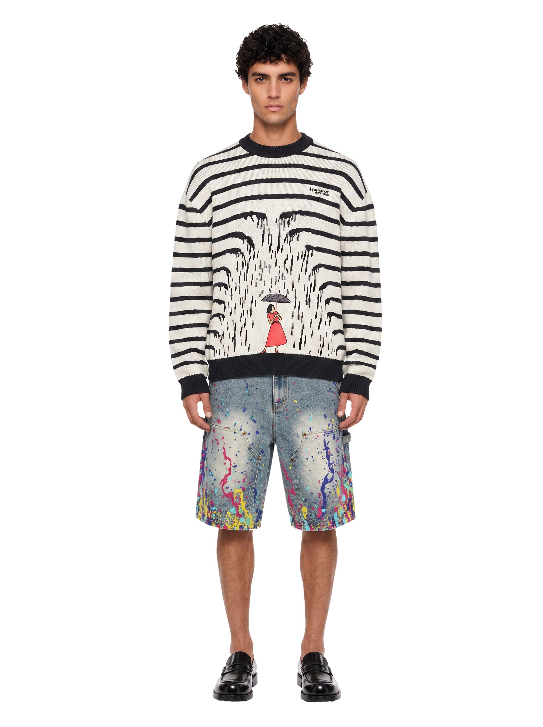 Maglione a righe Rains in bianco e nero 