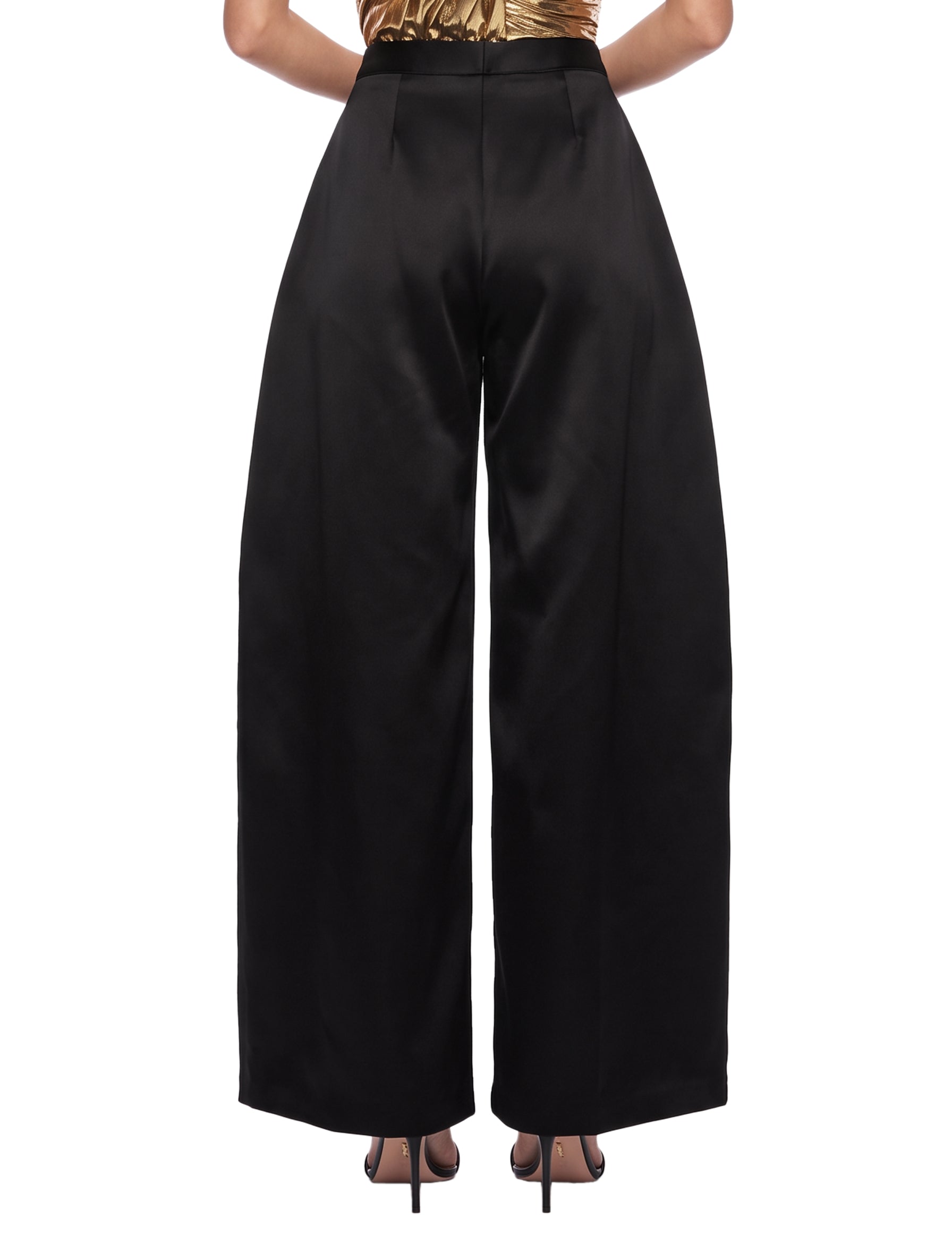 Pantaloni a gamba ampia in seta Egea in nero 