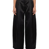 Pantaloni a gamba ampia in seta Egea in nero 