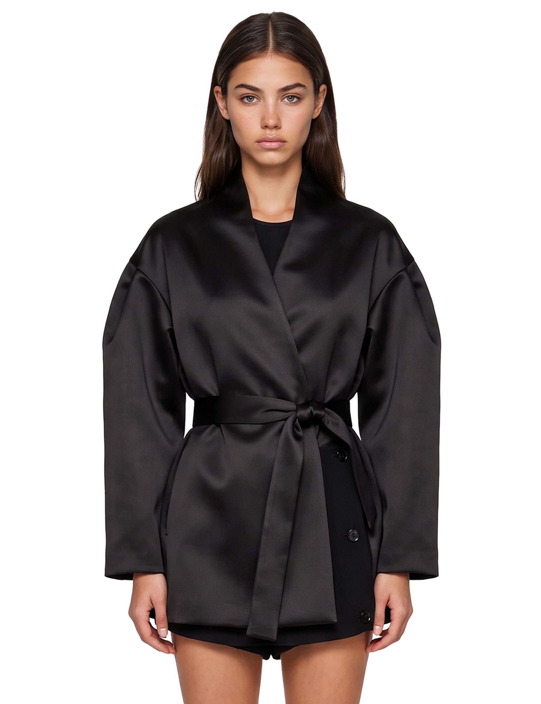 Giacca con design satinato Fahim in nero 