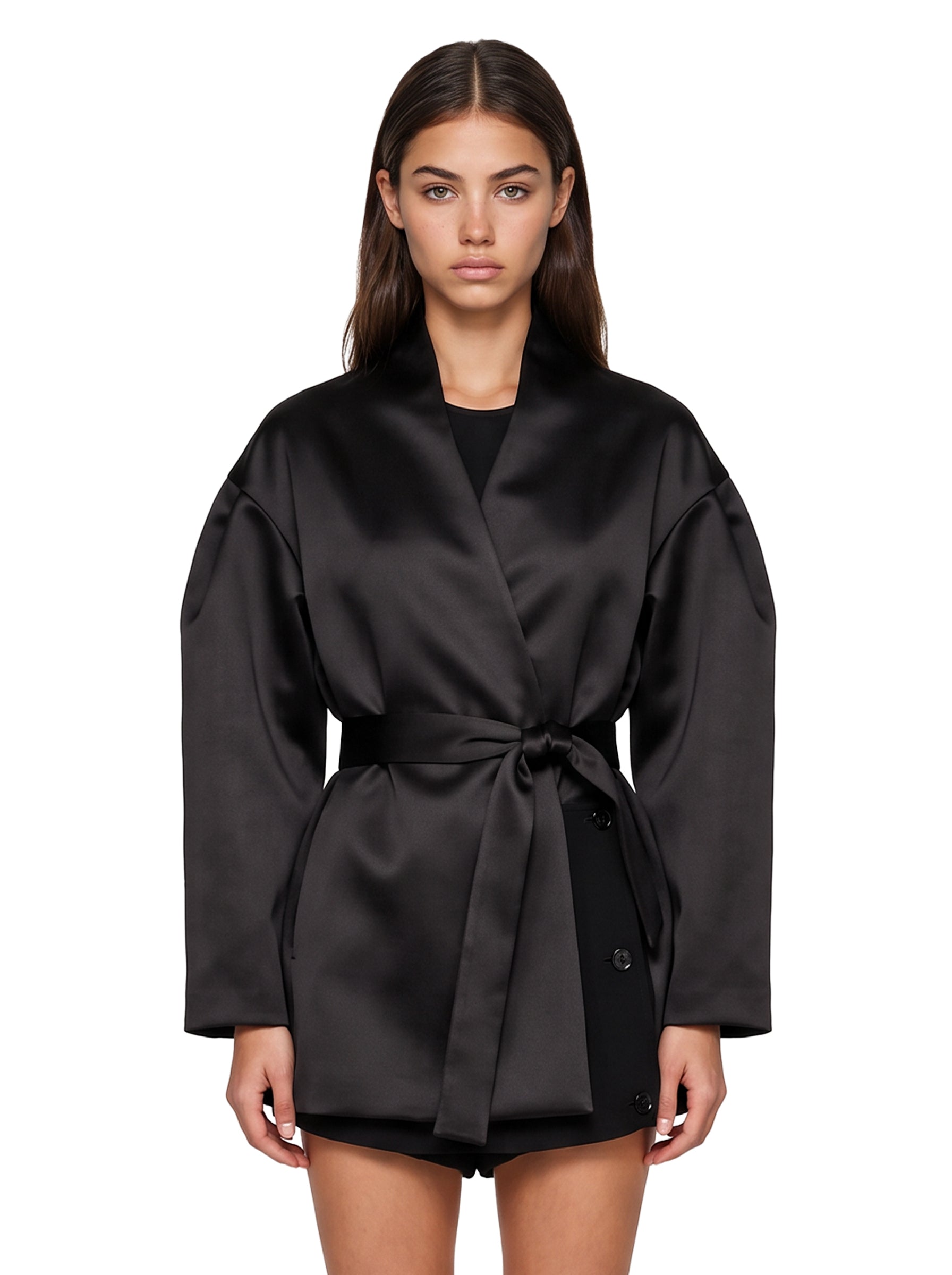 Giacca con design satinato Fahim in nero 