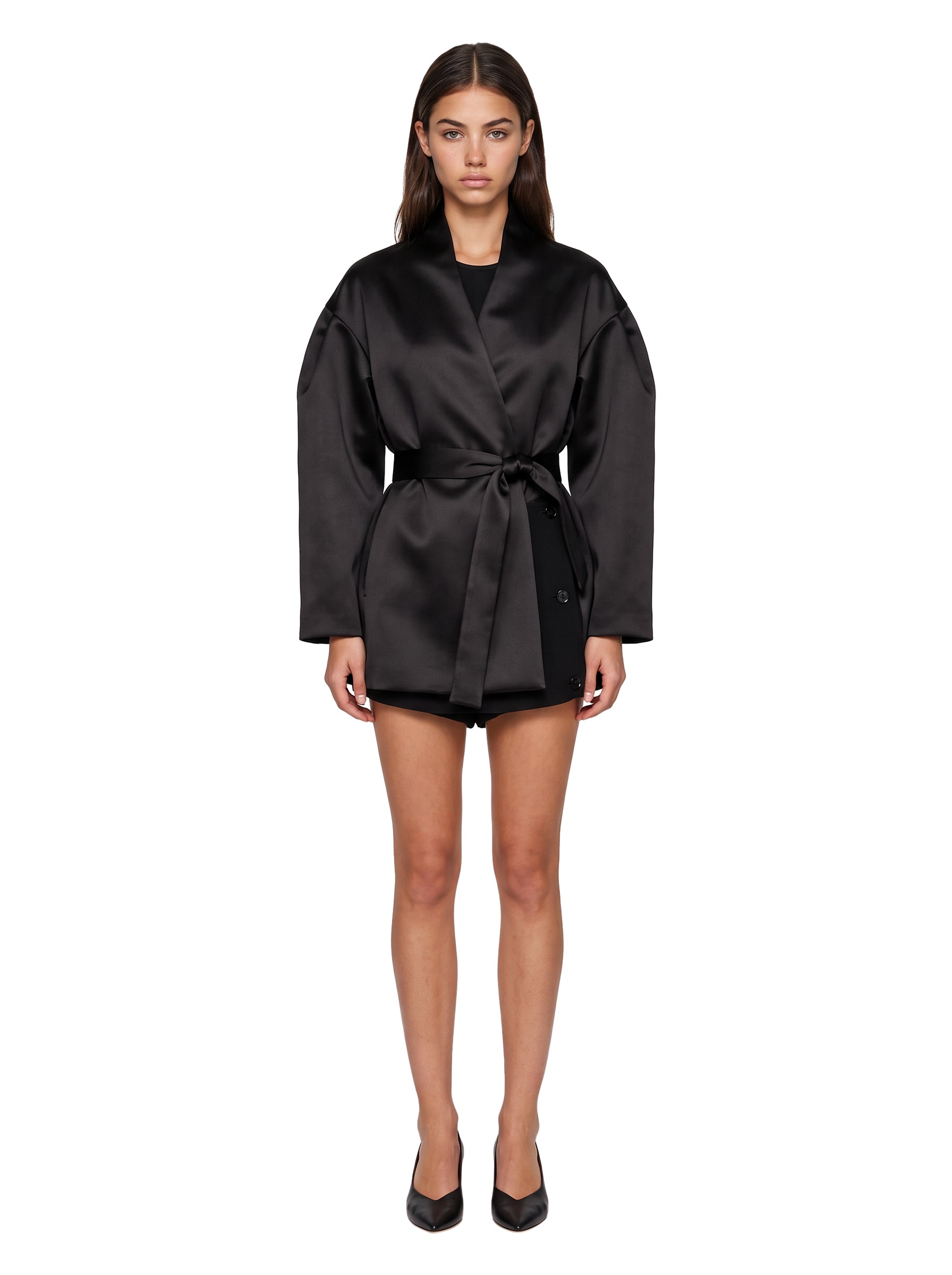 Giacca con design satinato Fahim in nero 
