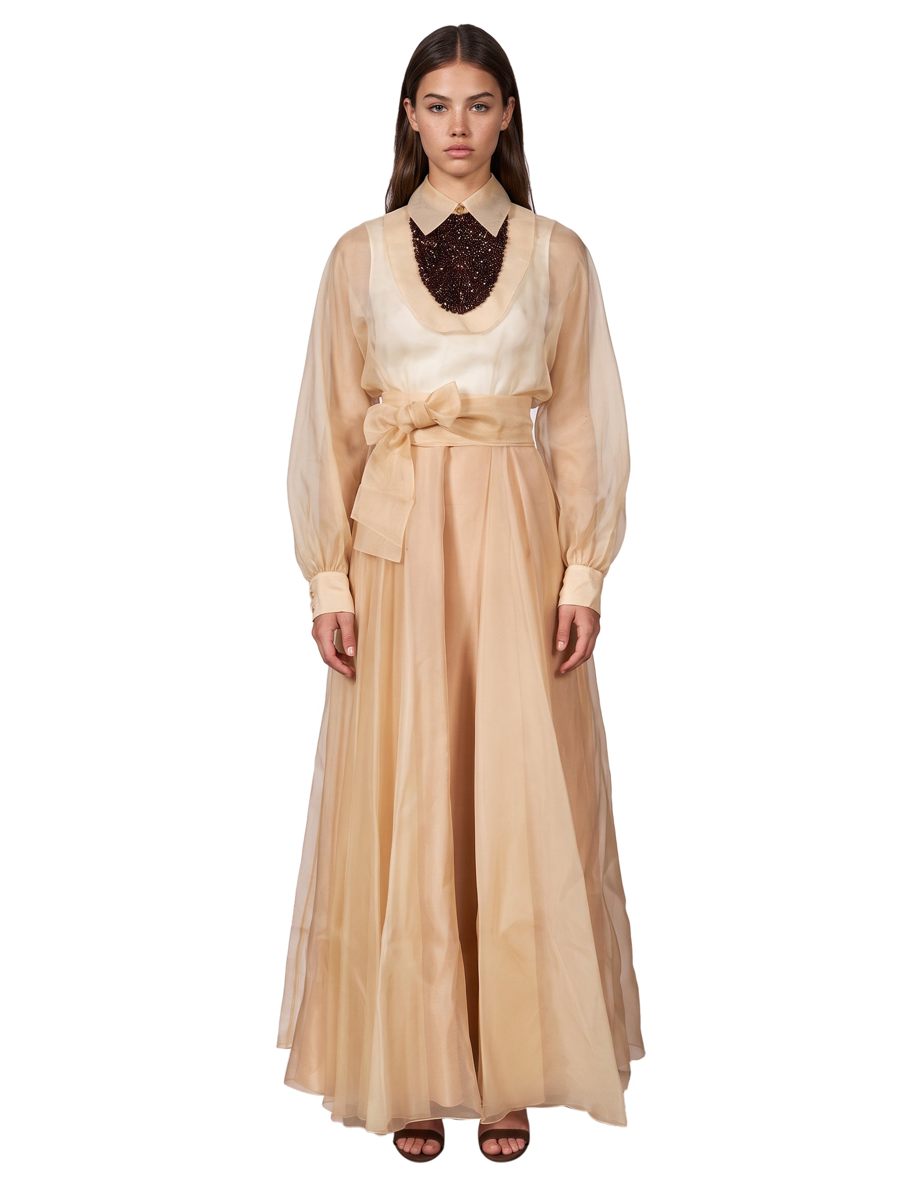 Abito da sera con cintura Iberona in beige 