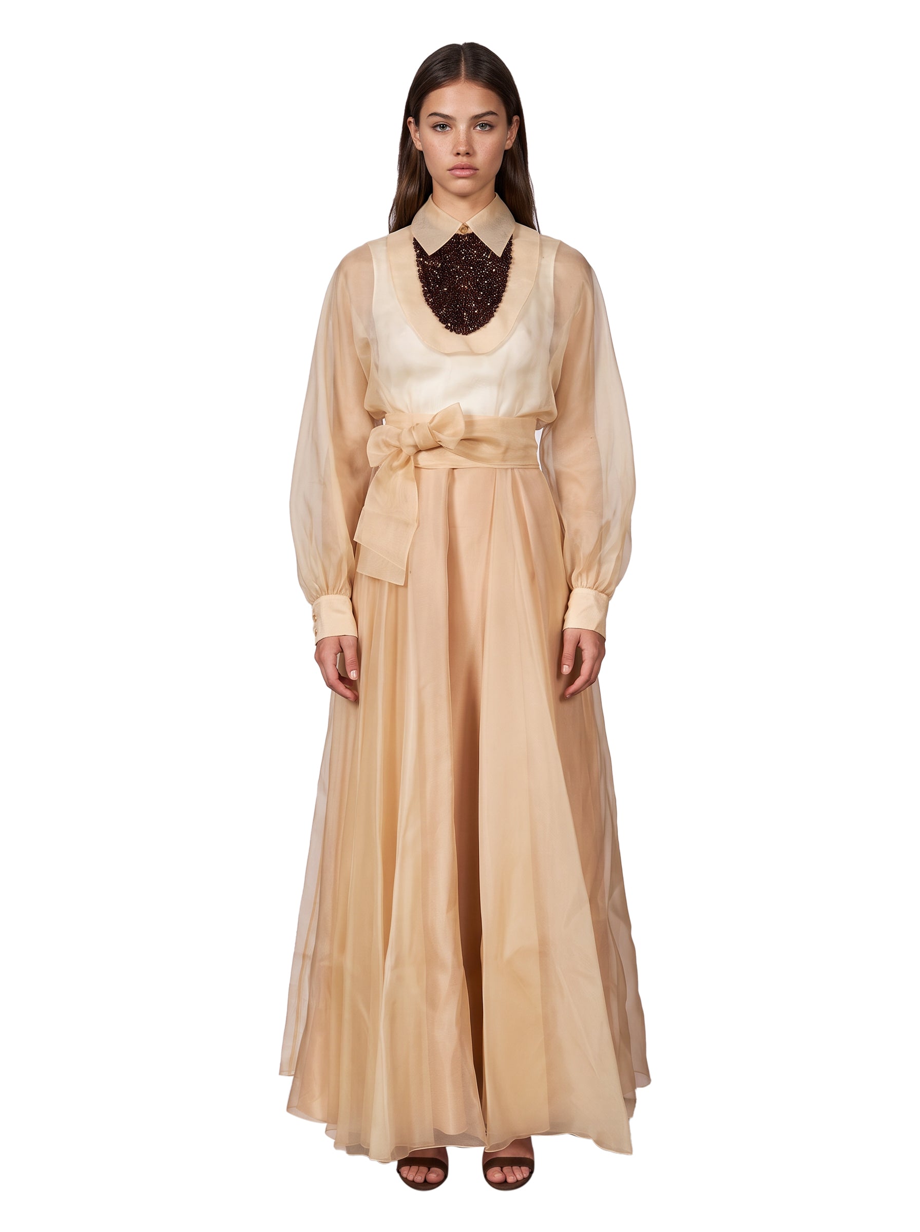 Abito da sera con cintura Iberona in beige 