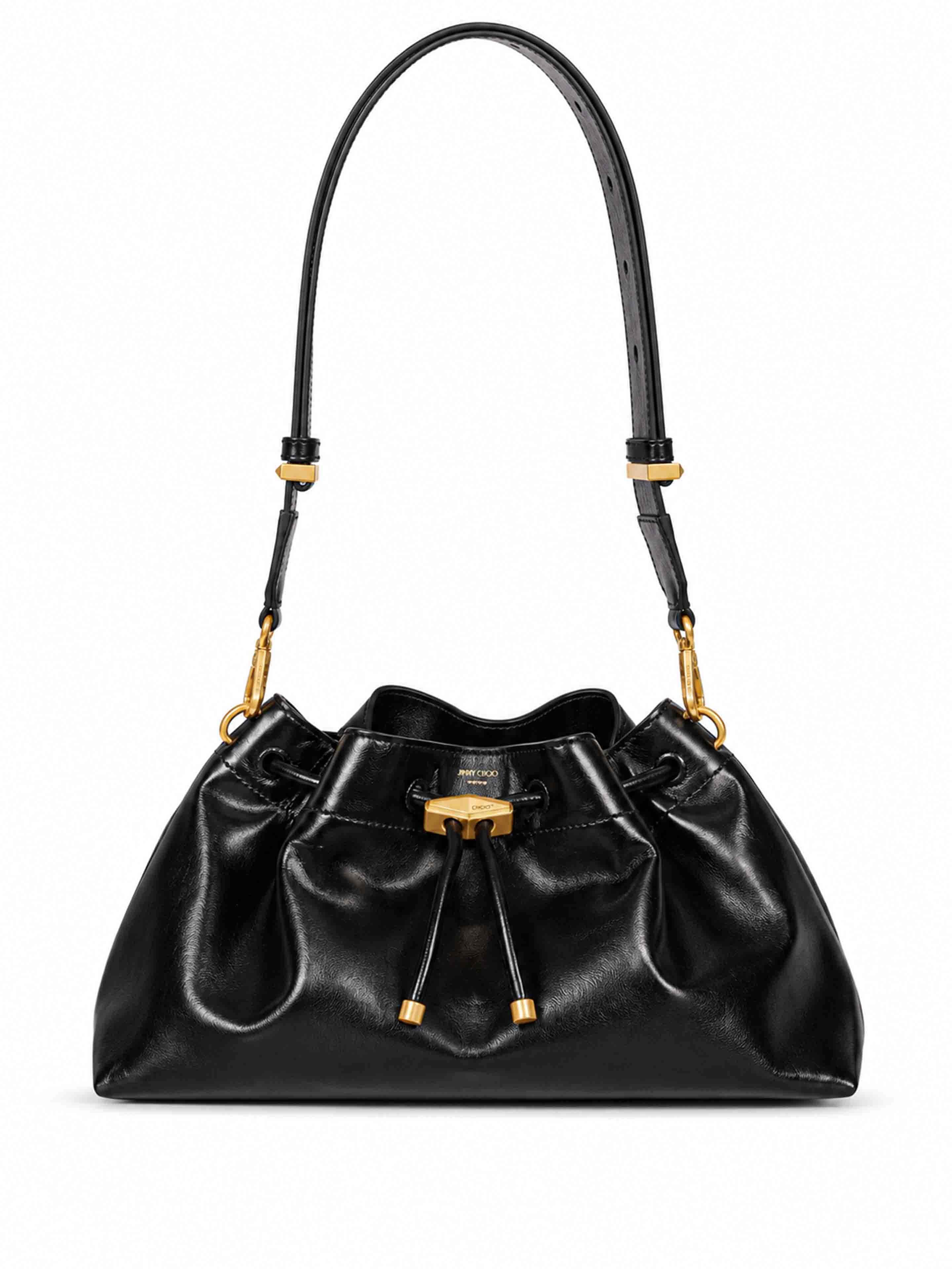 Borsa a secchiello Bon Bon in nero e oro 