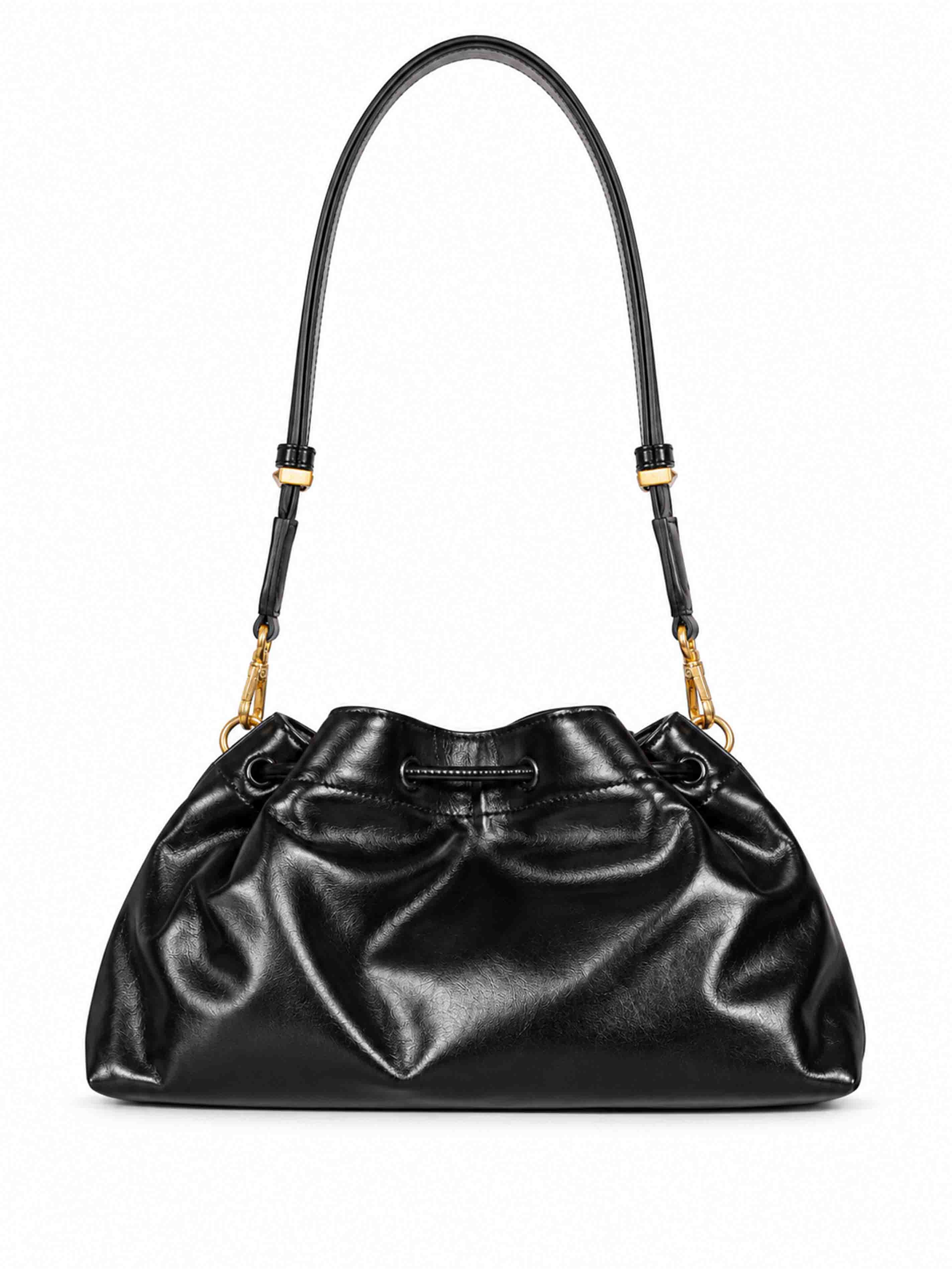 Borsa a secchiello Bon Bon in nero e oro 