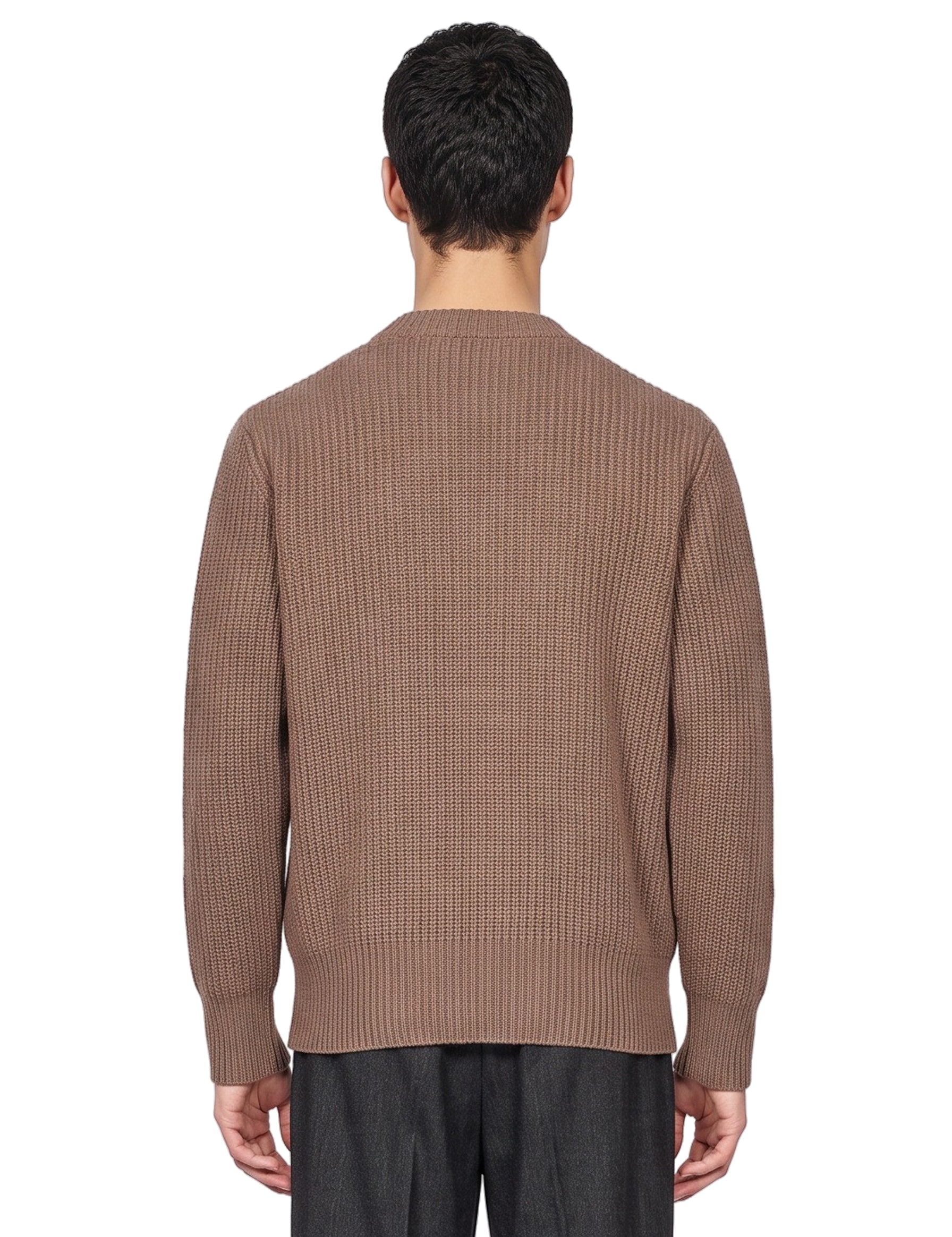 Maglione con collo asimmetrico in marrone 