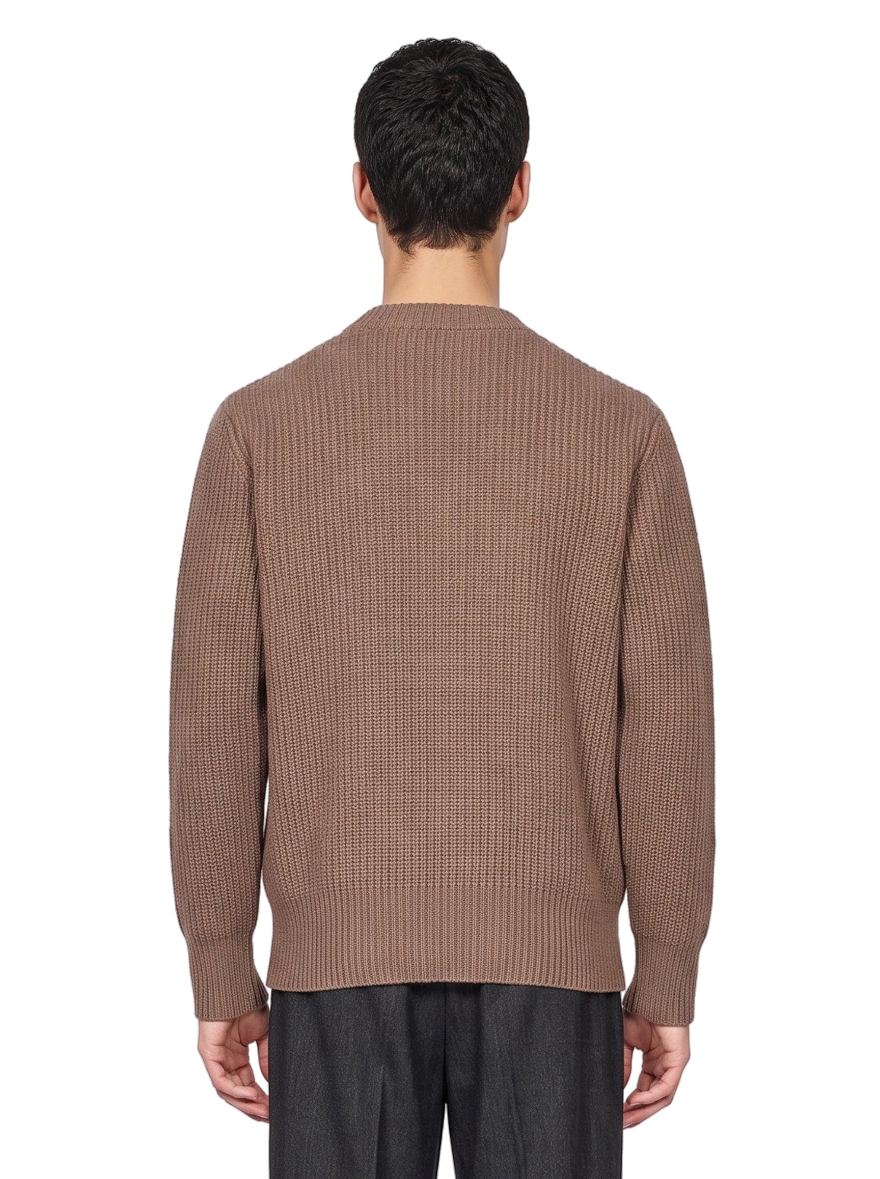 Maglione con collo asimmetrico in marrone 