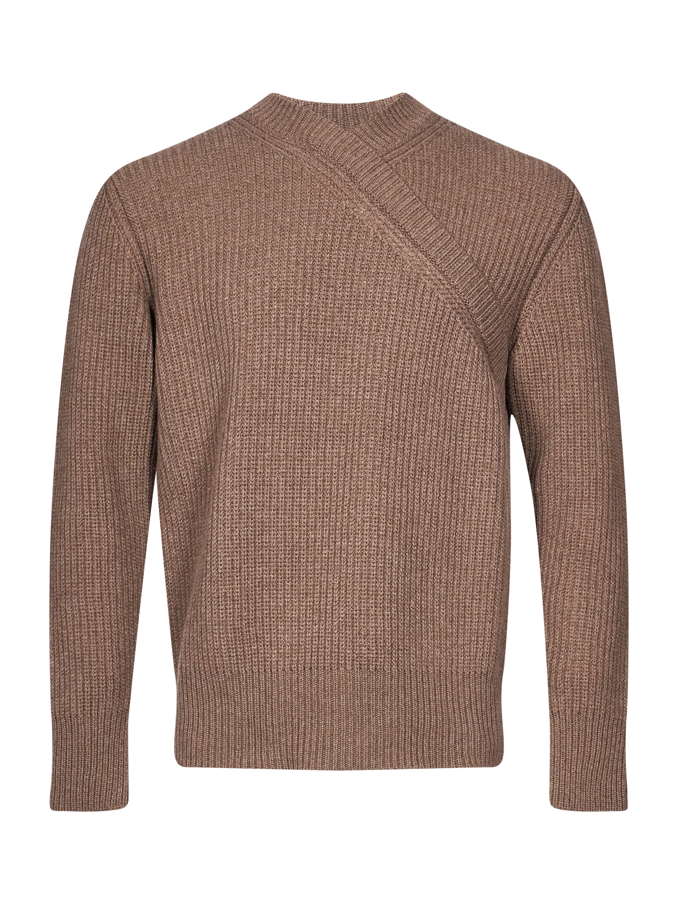 Maglione con collo asimmetrico in marrone 