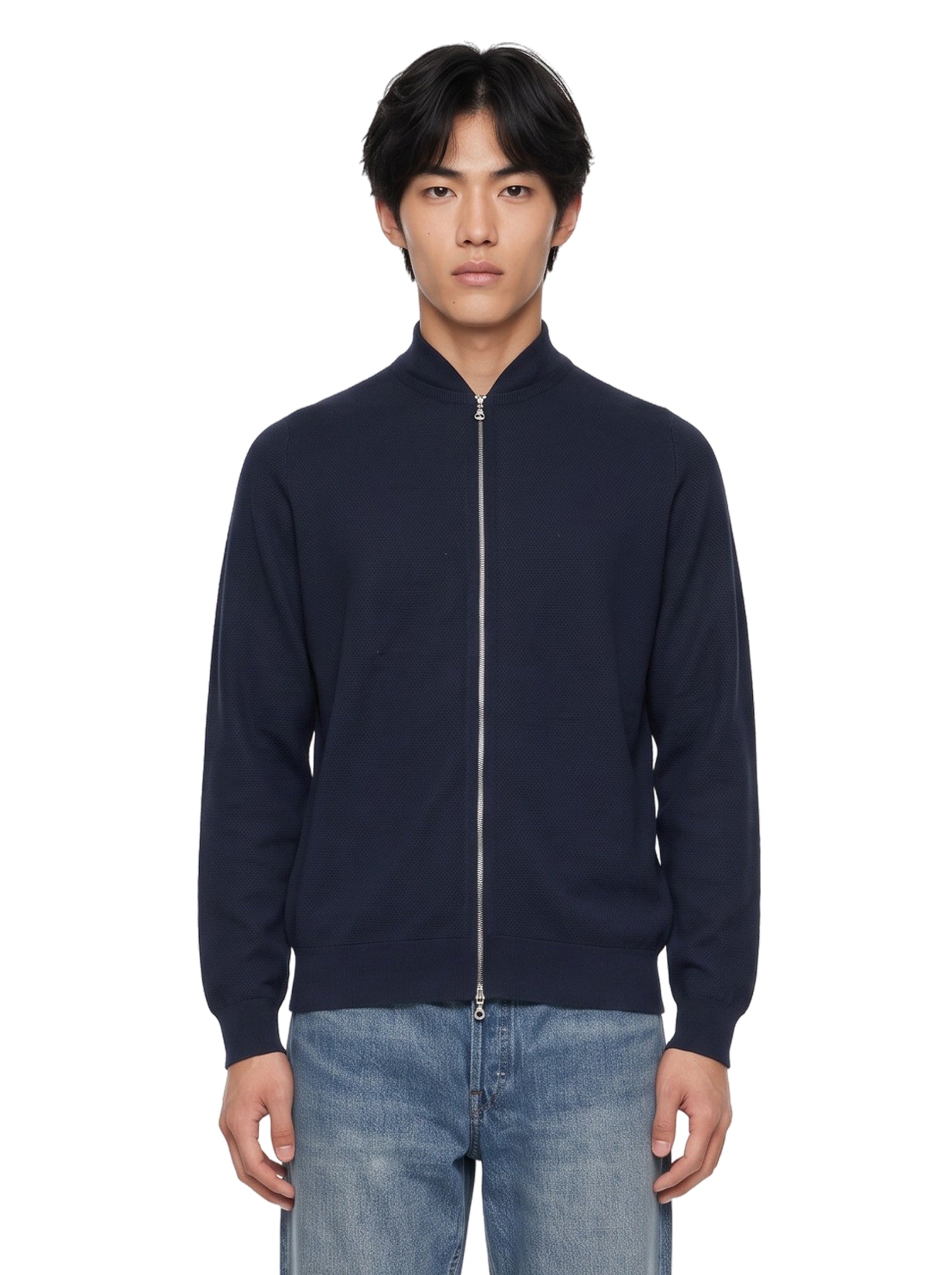 Bomber in maglia blu 