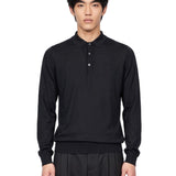 Polo Belper a maniche lunghe in lana merino nero 