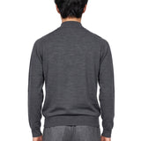 Polo Belper a maniche lunghe in lana merino grigio 