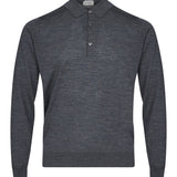 Polo Belper a maniche lunghe in lana merino grigio 