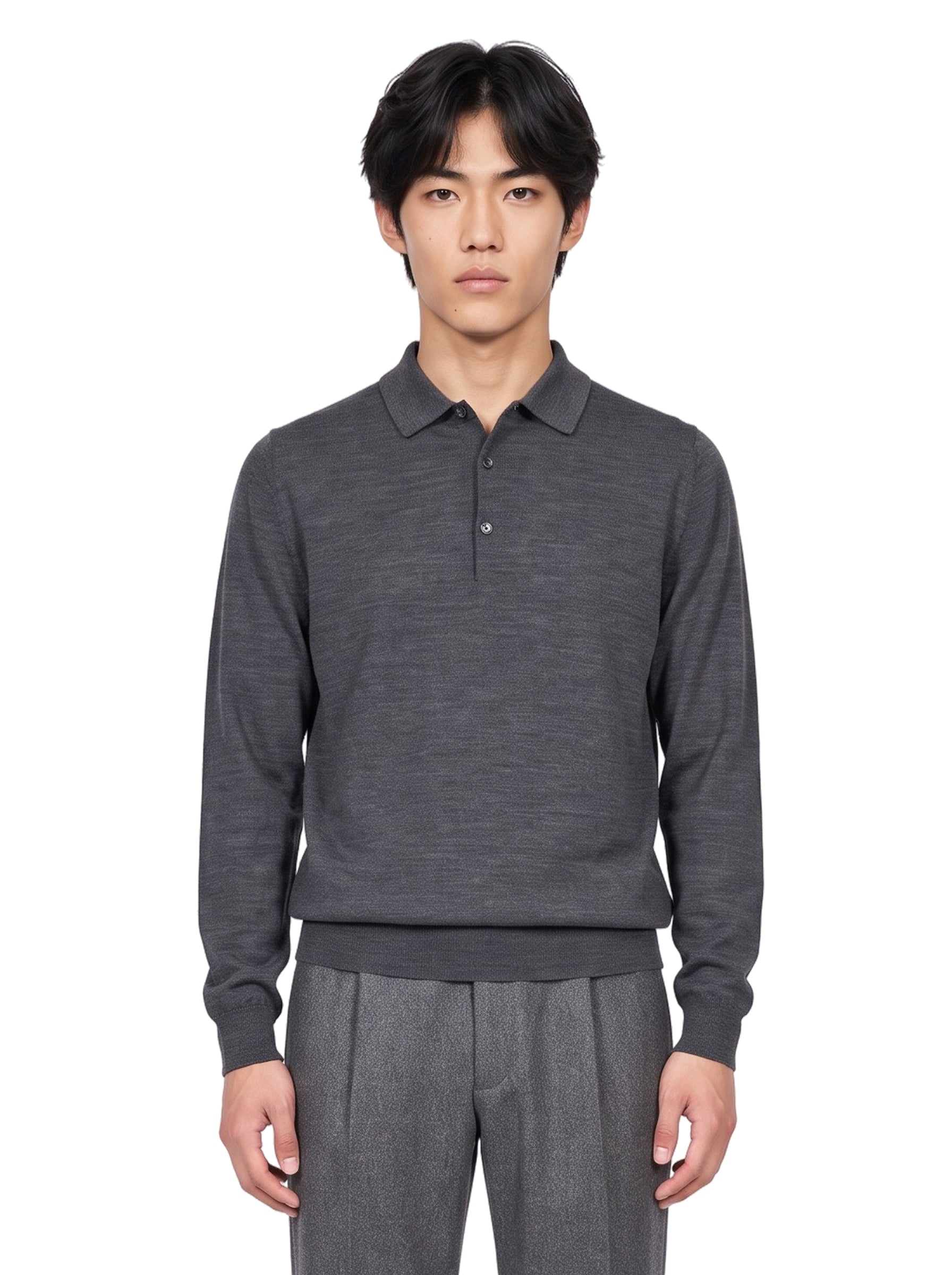 Polo Belper a maniche lunghe in grigio 