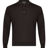 Polo Belper a maniche lunghe in lana merino marrone 