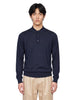 Blue merino wool long-sleeved Belper polo shirt