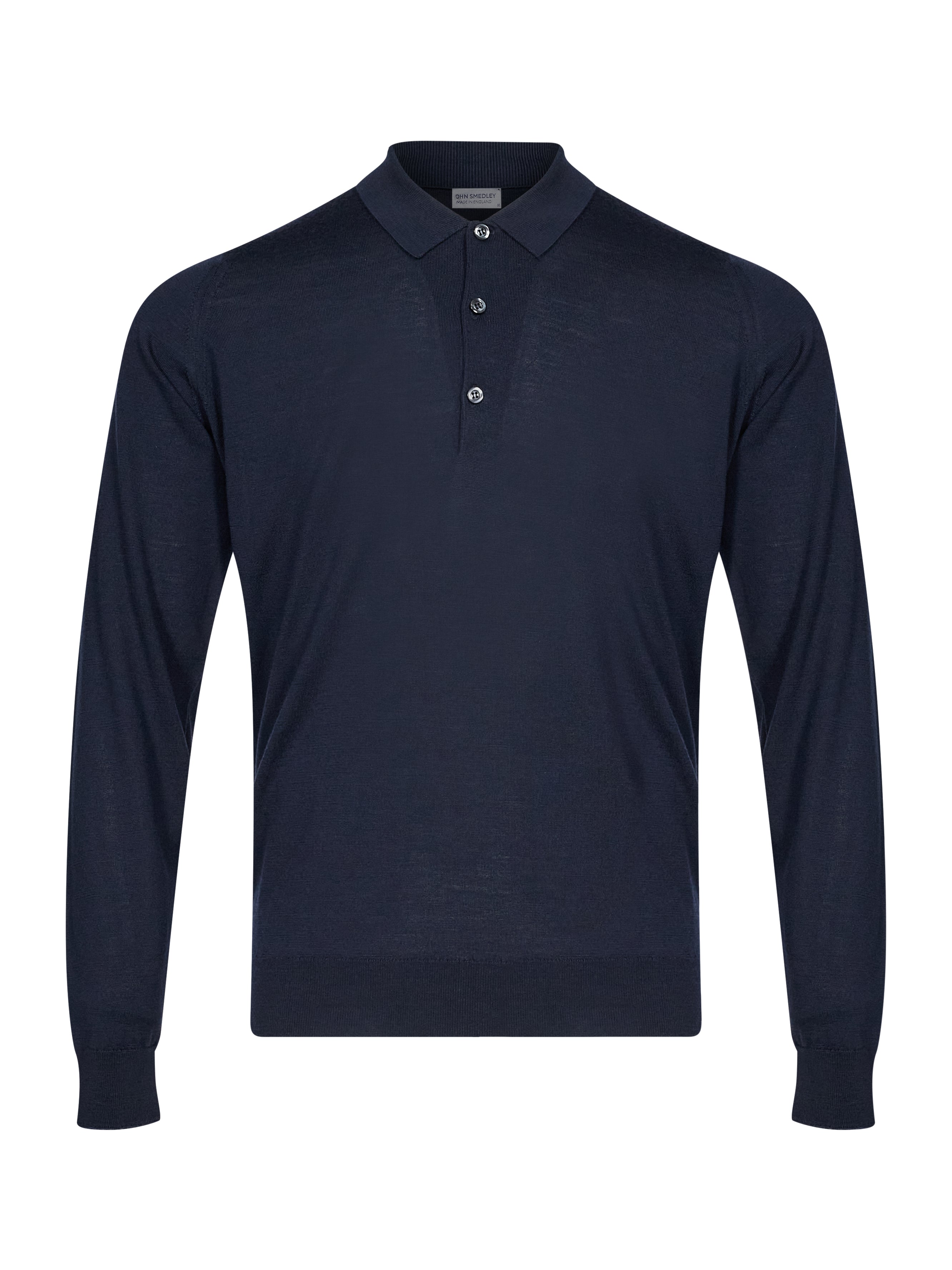 Polo Belper a maniche lunghe in lana merino blu 