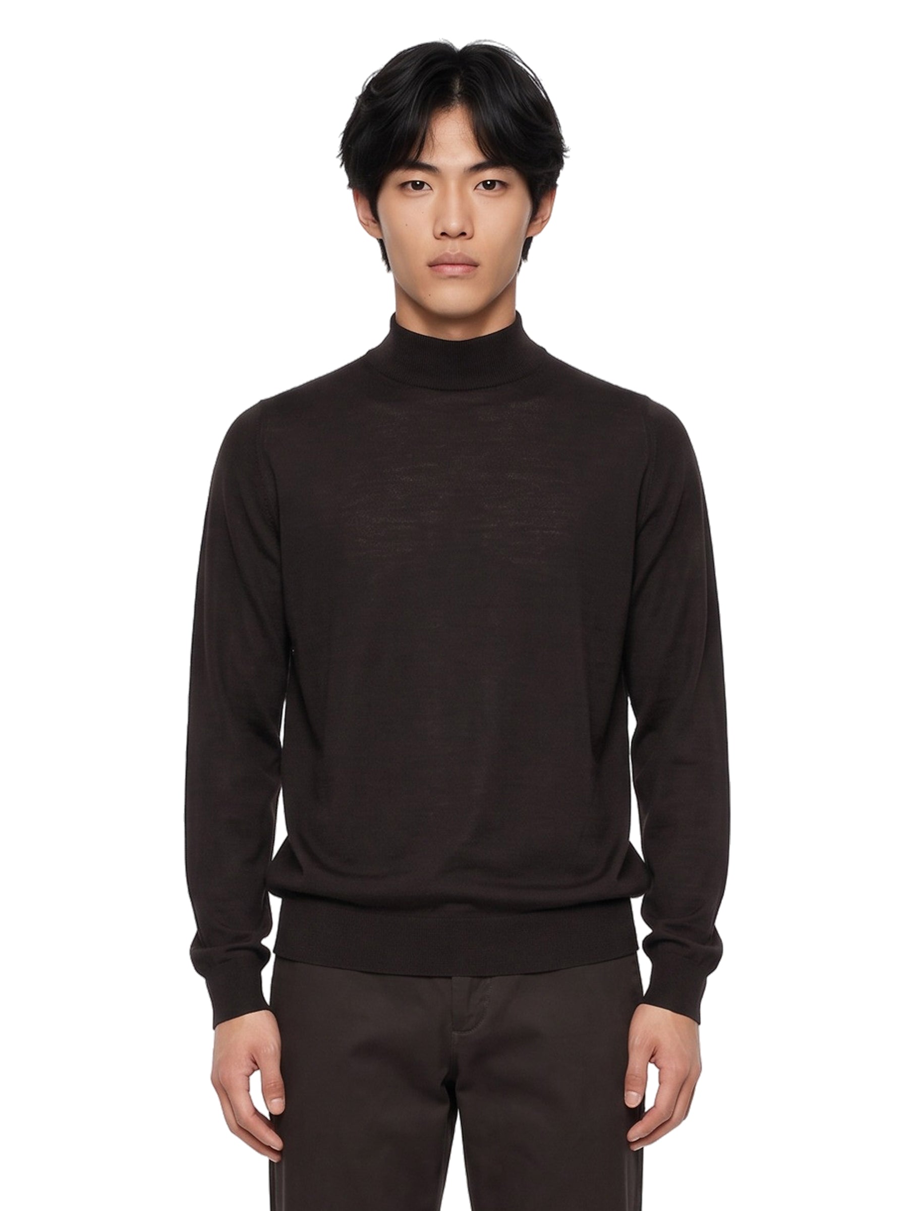 Maglione Harcourt in lana merino marrone 